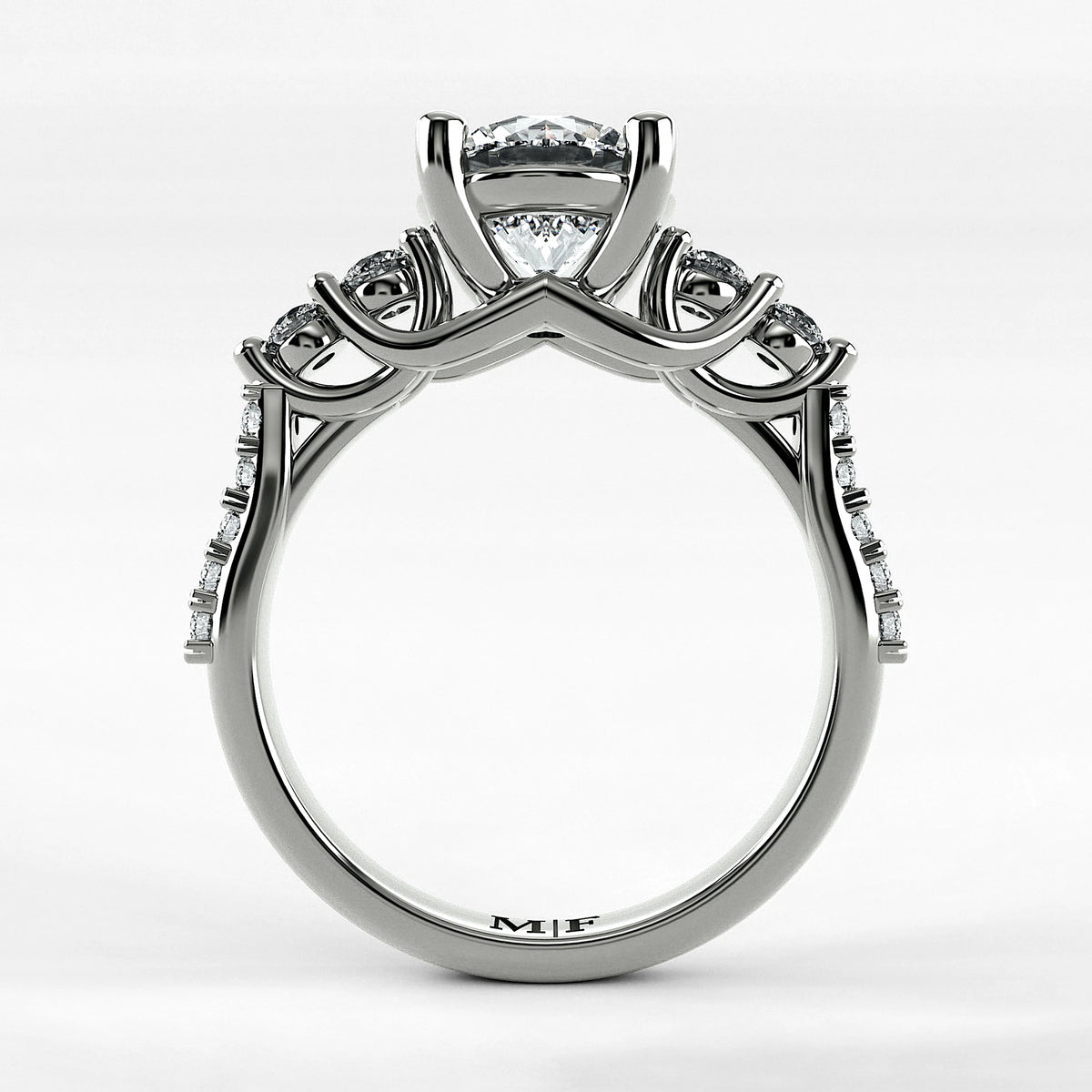 Anillo de Compromiso Noble - Redondo en oro blanco - vista 3