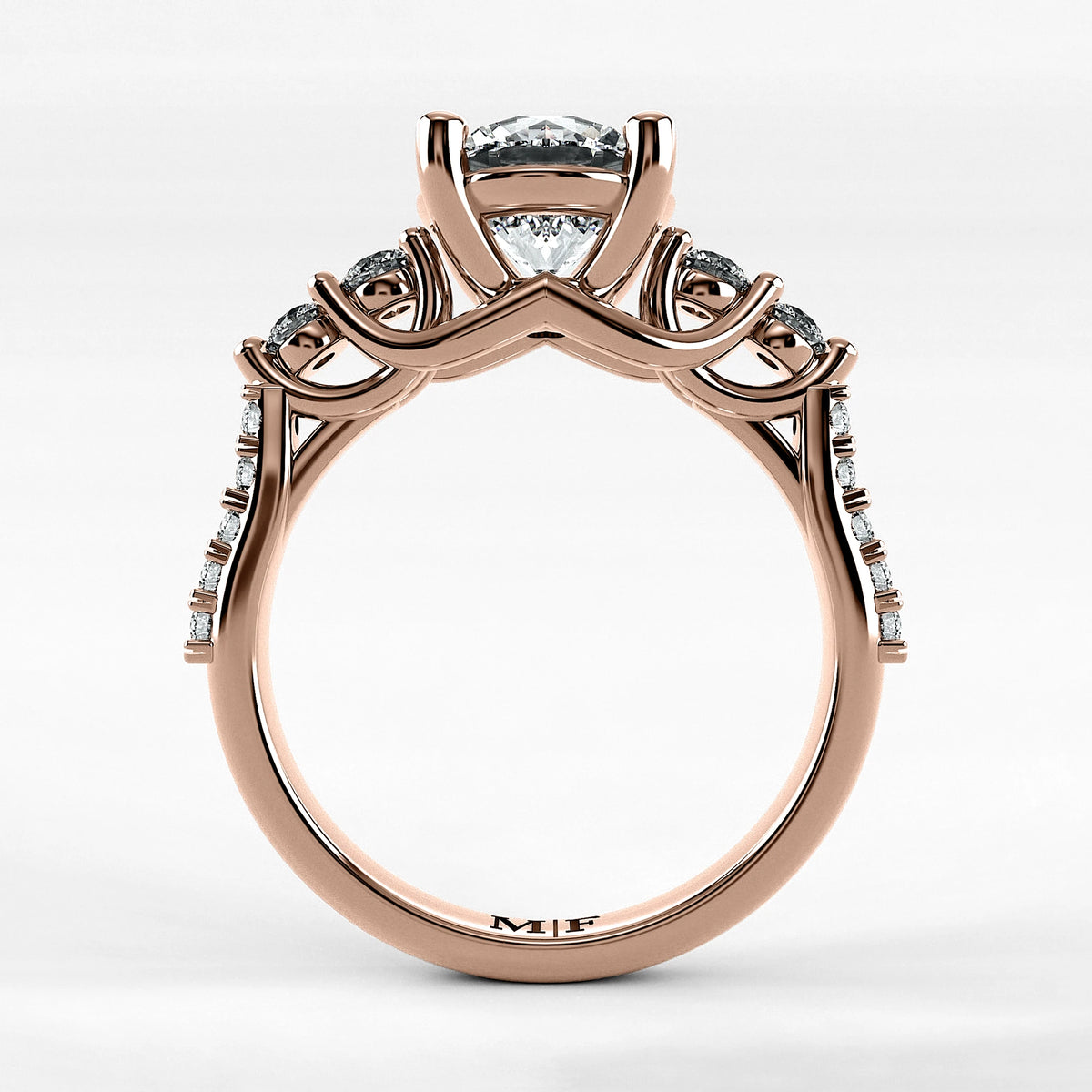 Anillo de Compromiso Noble - Redondo en oro rosa - vista 3