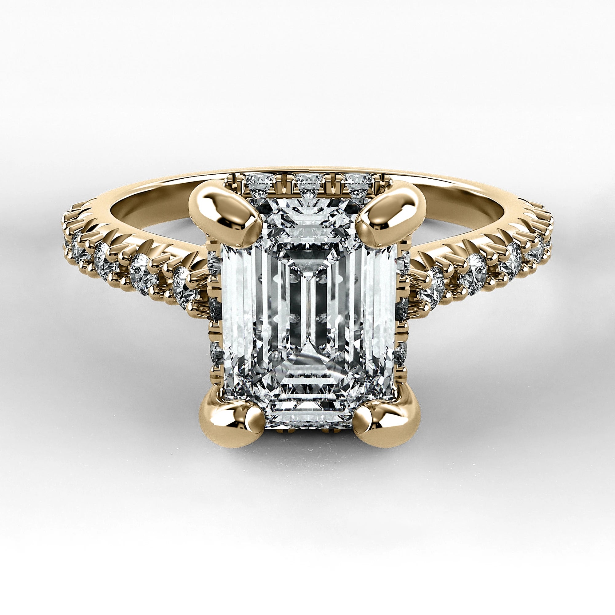 Anillo de Compromiso Supremo - Esmeralda en oro amarillo - vista 1