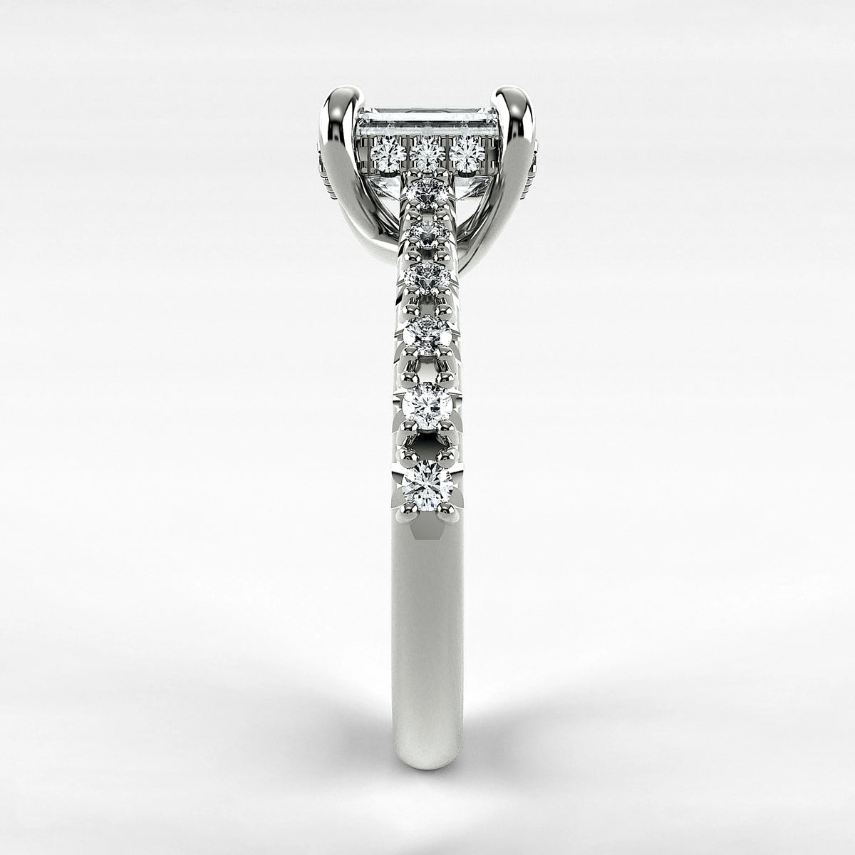Anillo de Compromiso Supremo - Esmeralda en oro blanco - vista 2