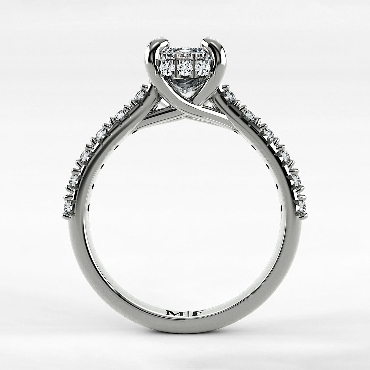 Anillo de Compromiso Supremo - Esmeralda en oro blanco - vista 3