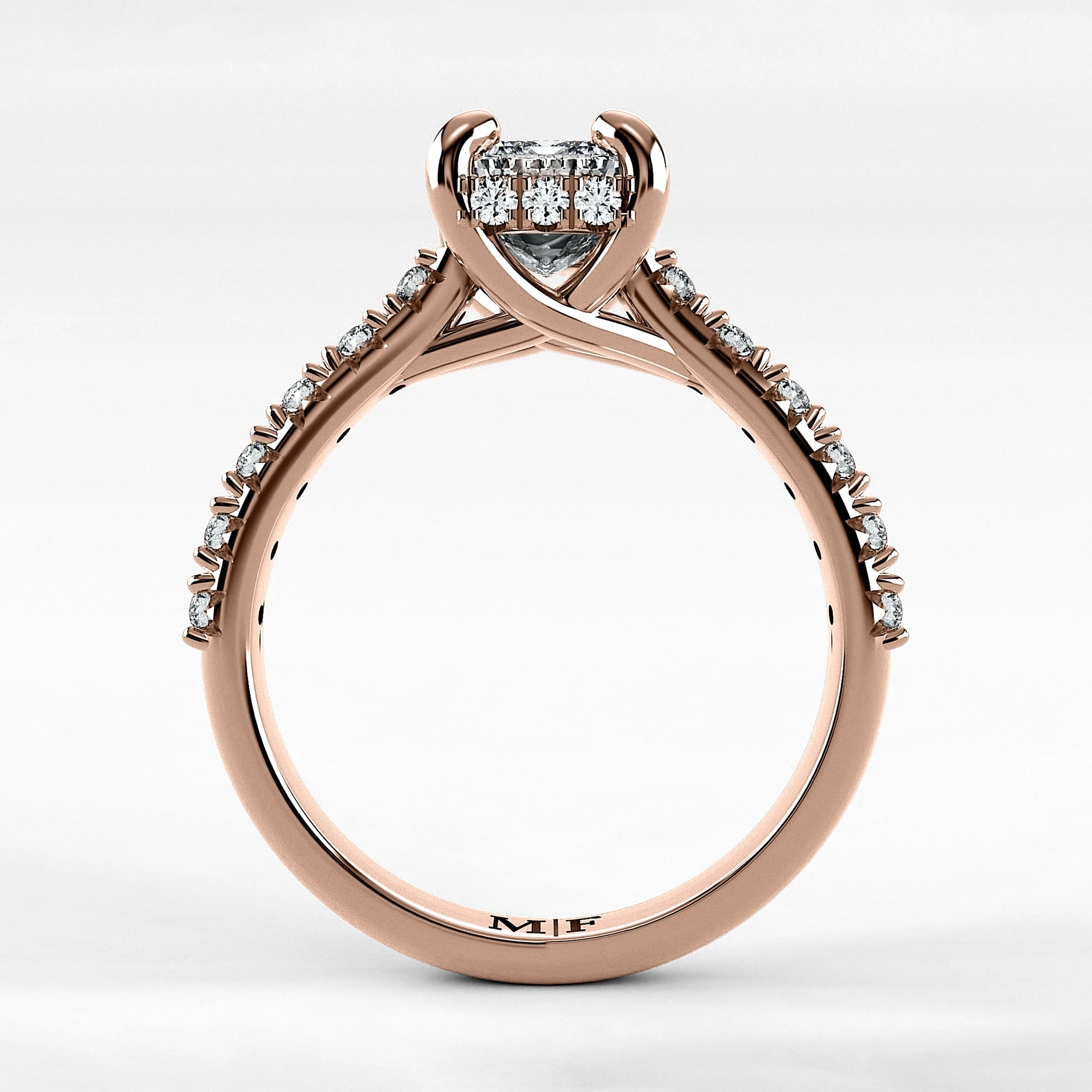Anillo de Compromiso Supremo - Esmeralda en oro rosa - vista 3