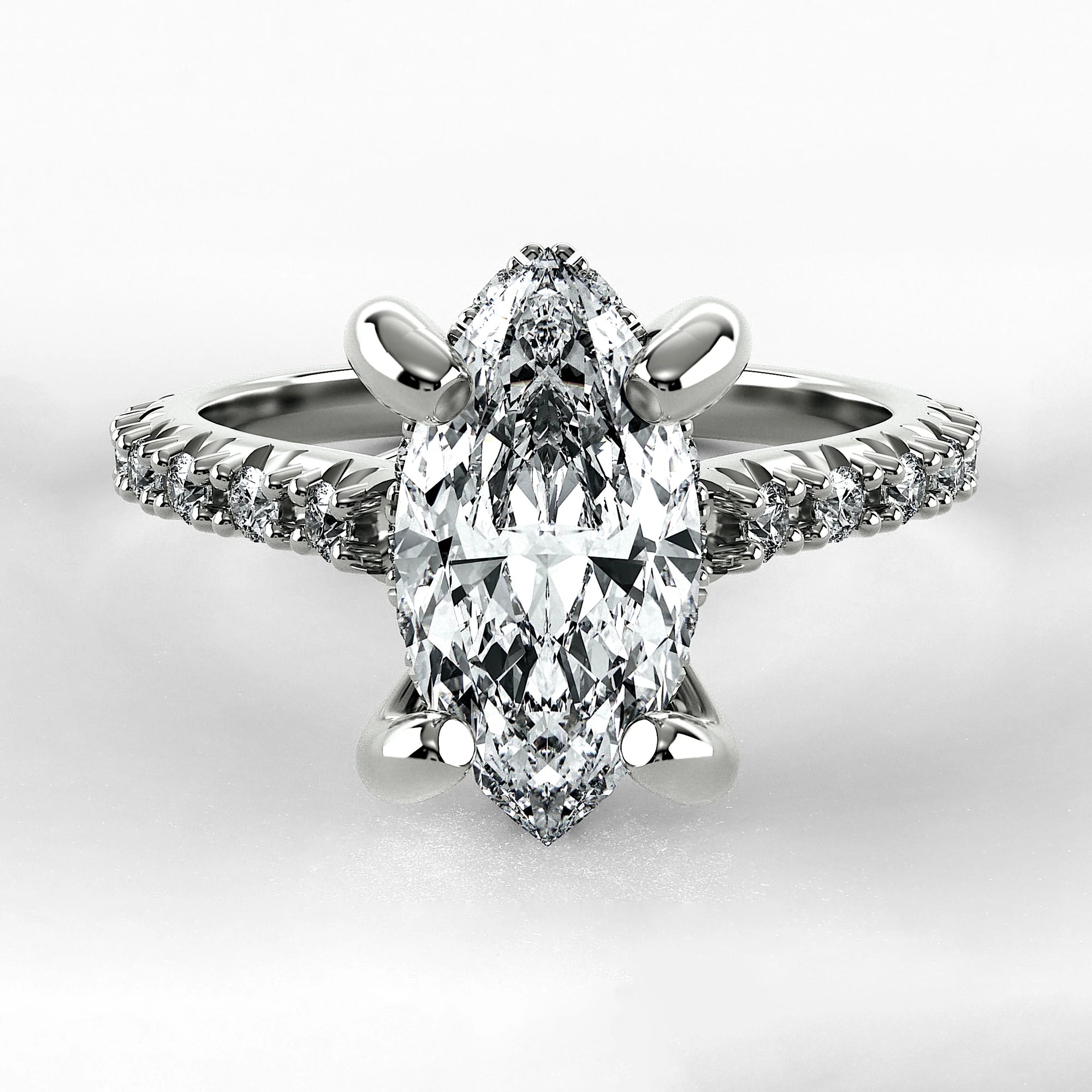 Anillo de Compromiso Supremo - Marquesa en oro blanco - vista 1