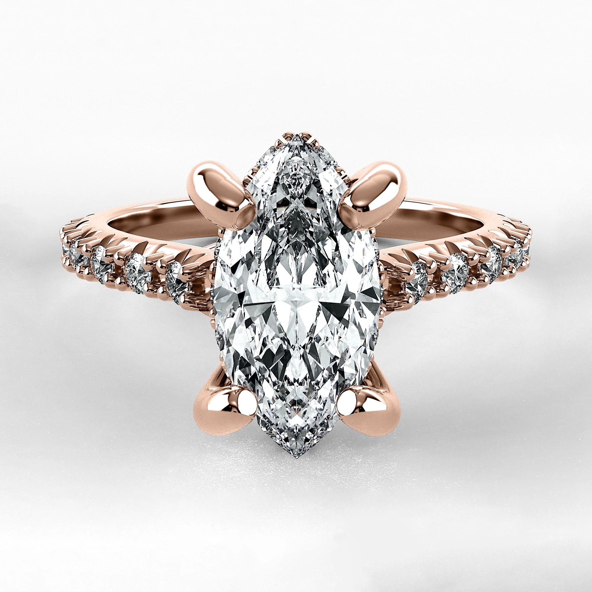 Anillo de Compromiso Supremo - Marquesa en oro rosa - vista 1