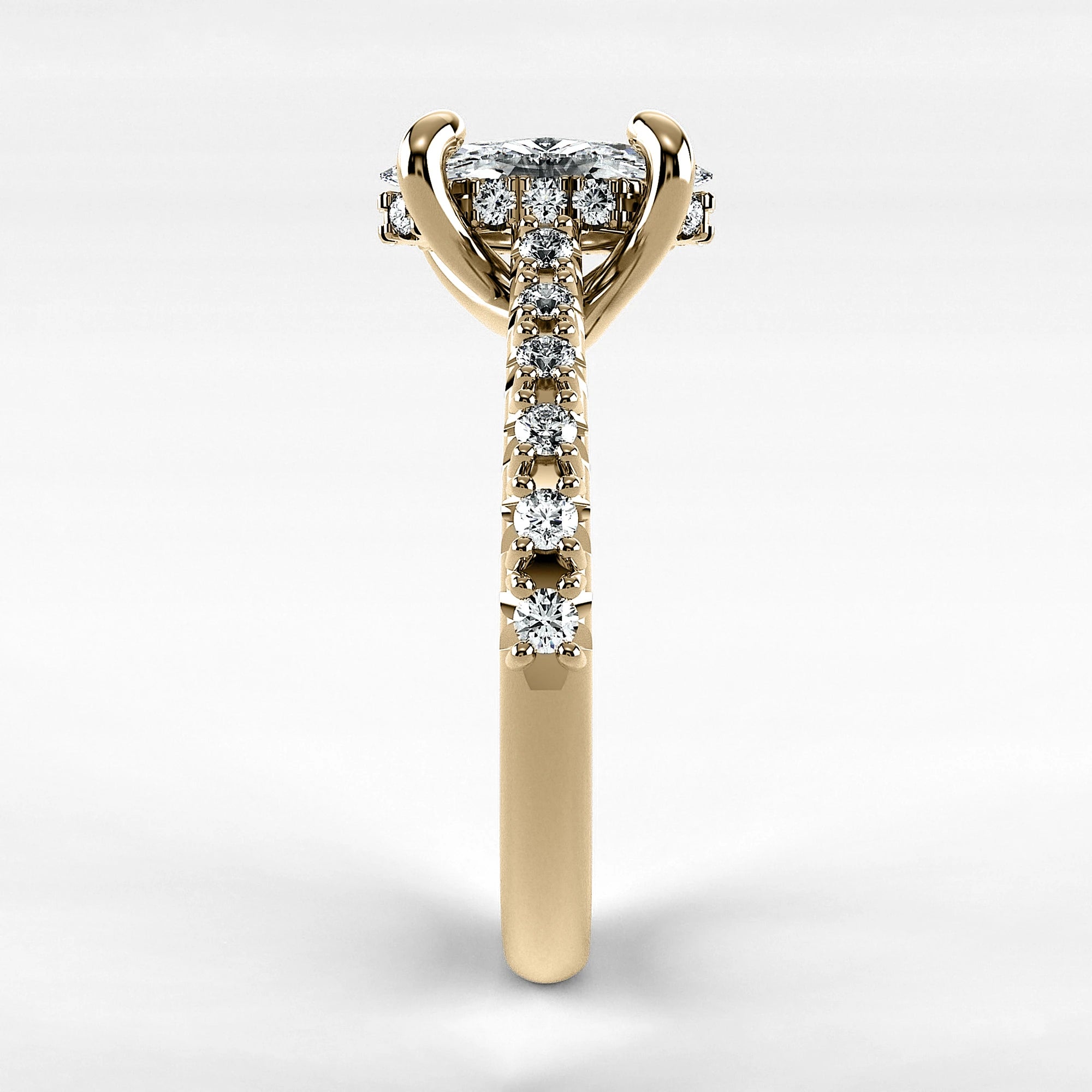 Anillo de Compromiso Supremo - Marquesa en oro amarillo - vista 2