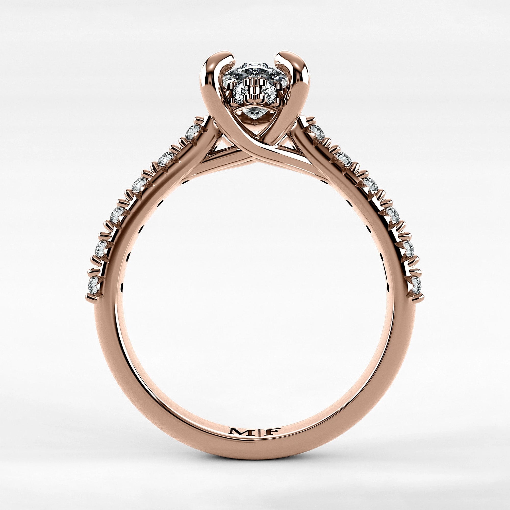 Anillo de Compromiso Supremo - Marquesa en oro rosa - vista 3