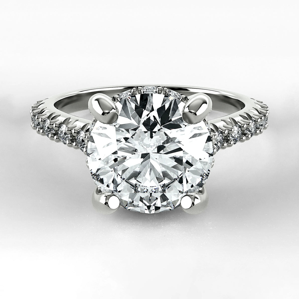 Anillo de Compromiso Supremo - Redondo en oro blanco - vista 1