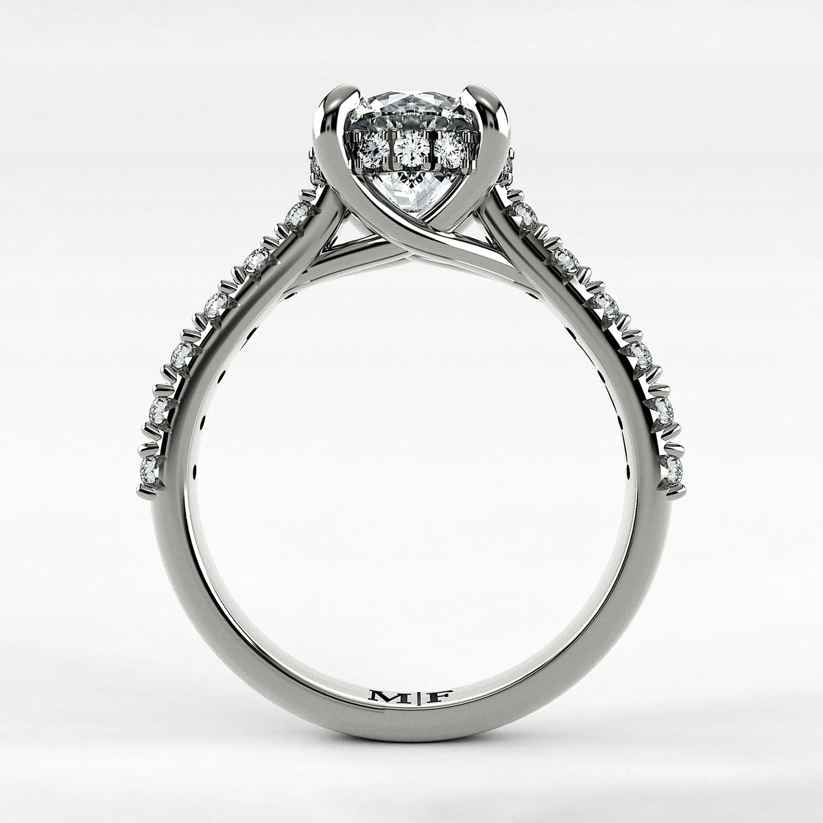 Anillo de Compromiso Supremo - Redondo en oro blanco - vista 3