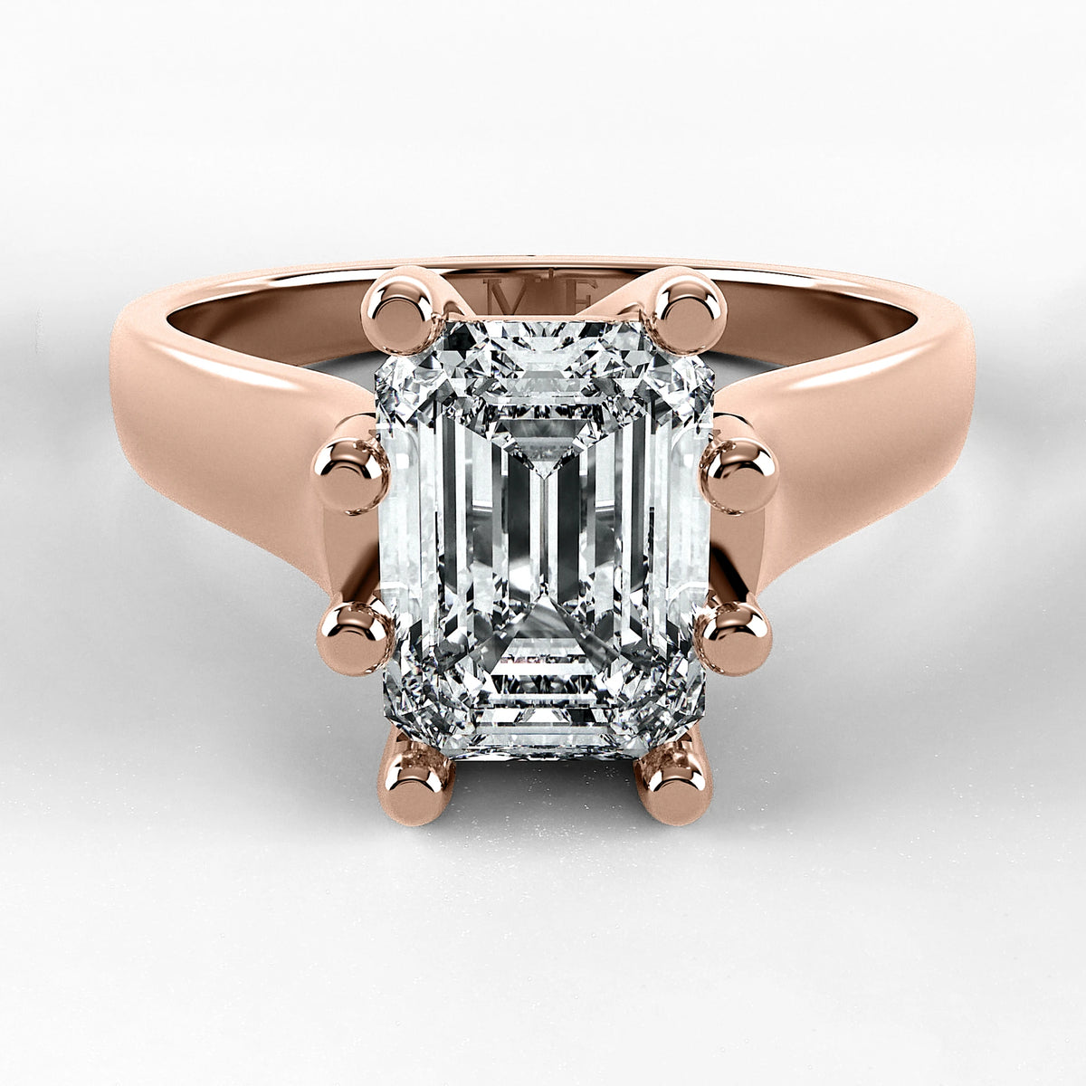 Anillo de Compromiso Lucerna - Esmeralda en oro rosa - vista 1