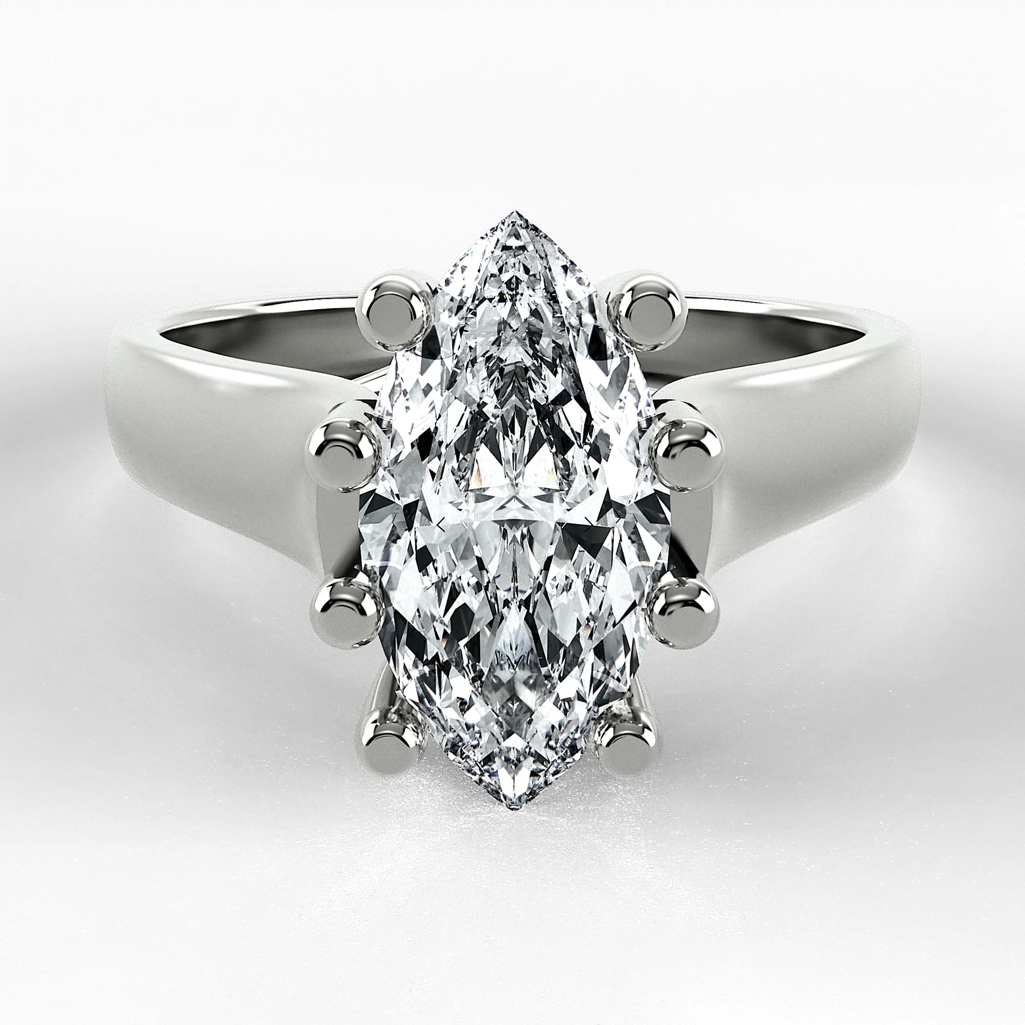 Anillo de Compromiso Lucerna - Marquesa en oro blanco - vista 1