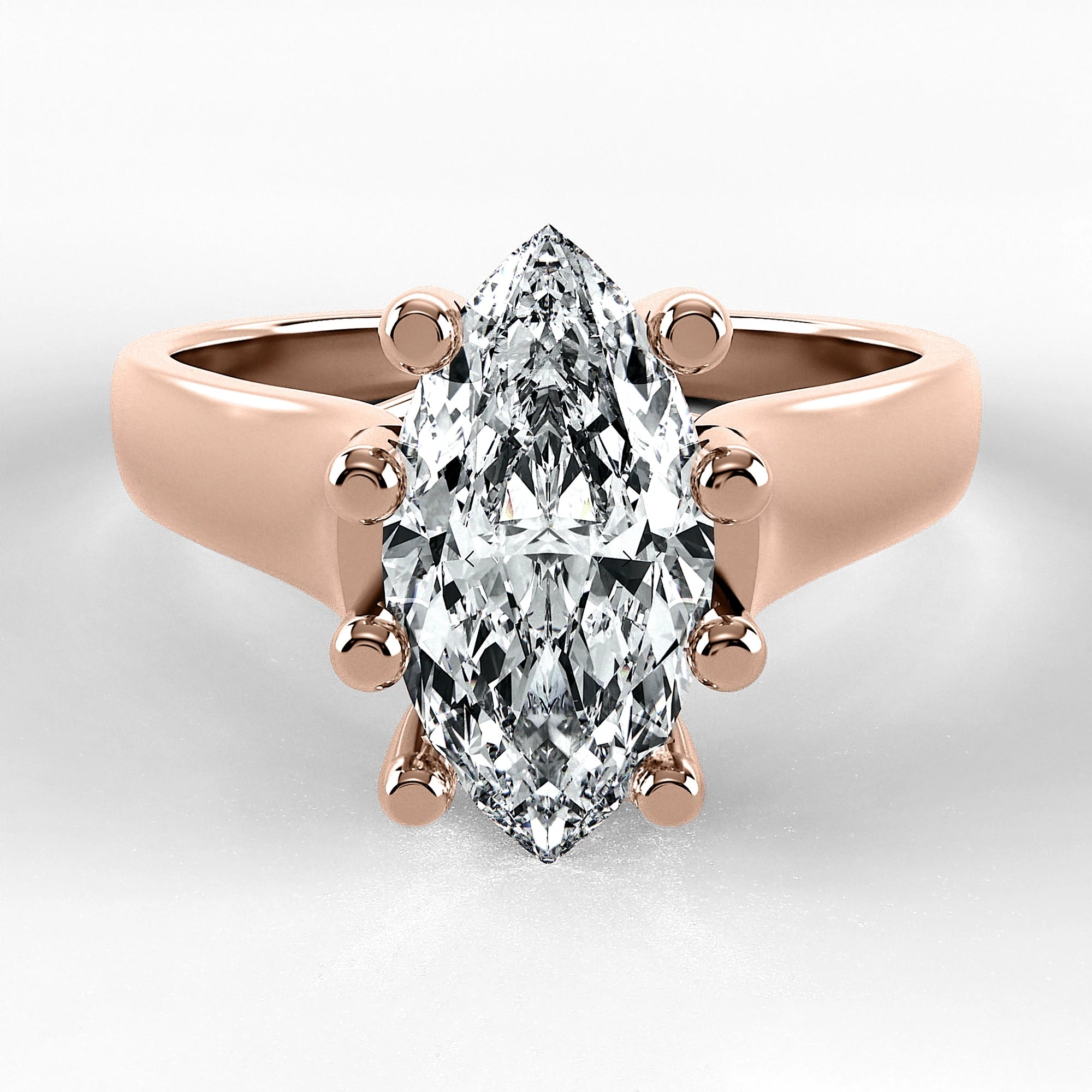 Anillo de Compromiso Lucerna - Marquesa en oro rosa - vista 1