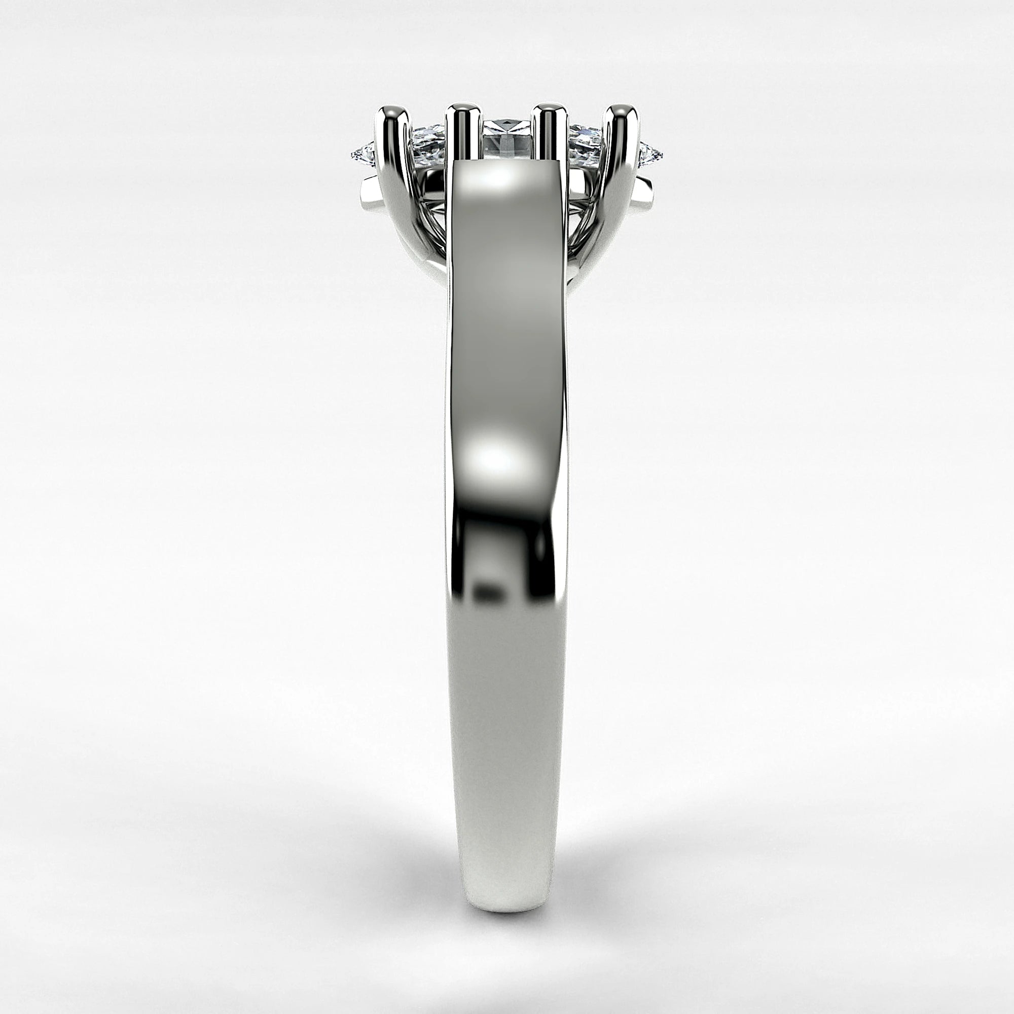Anillo de Compromiso Lucerna - Marquesa en oro blanco - vista 2