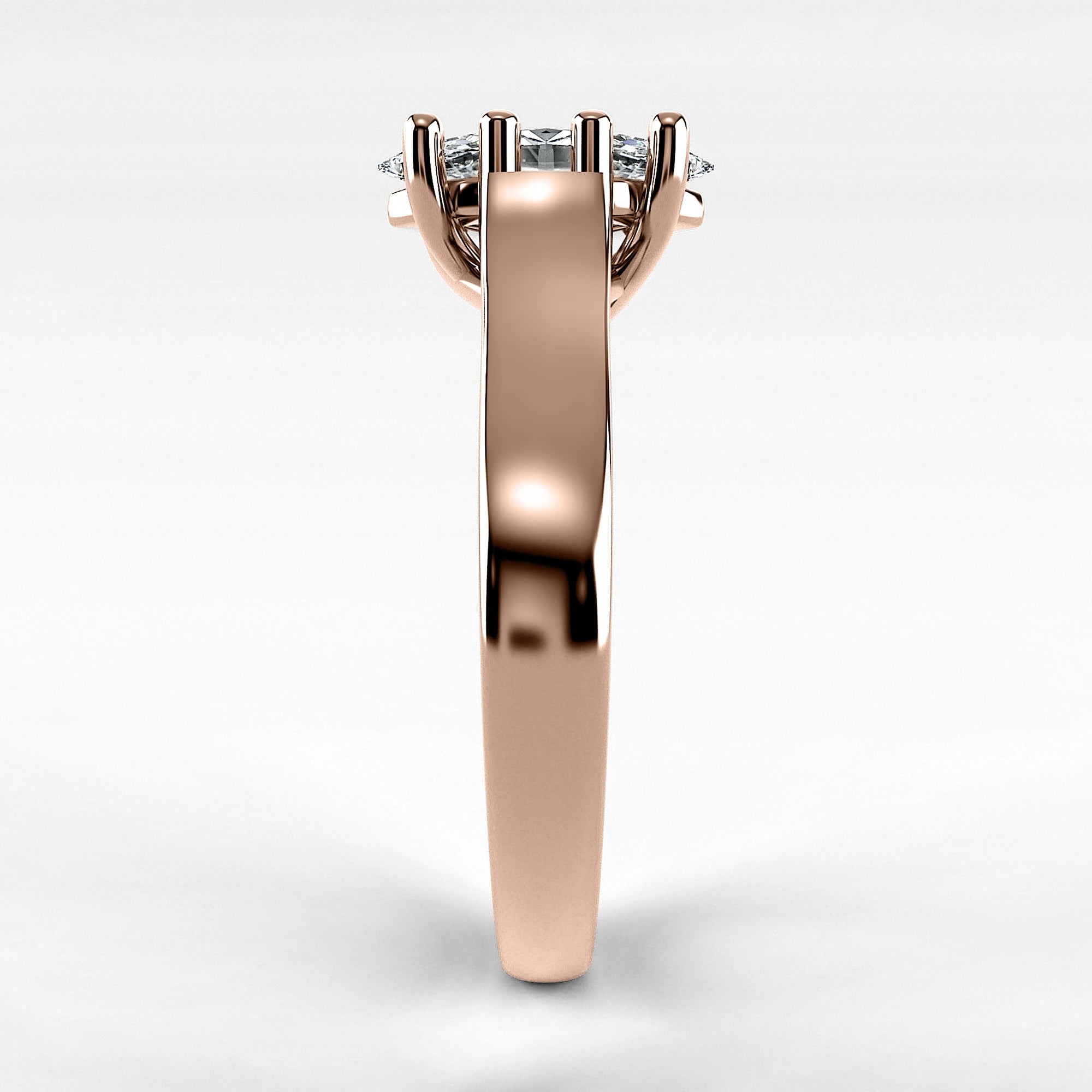 Anillo de Compromiso Lucerna - Marquesa en oro rosa - vista 2