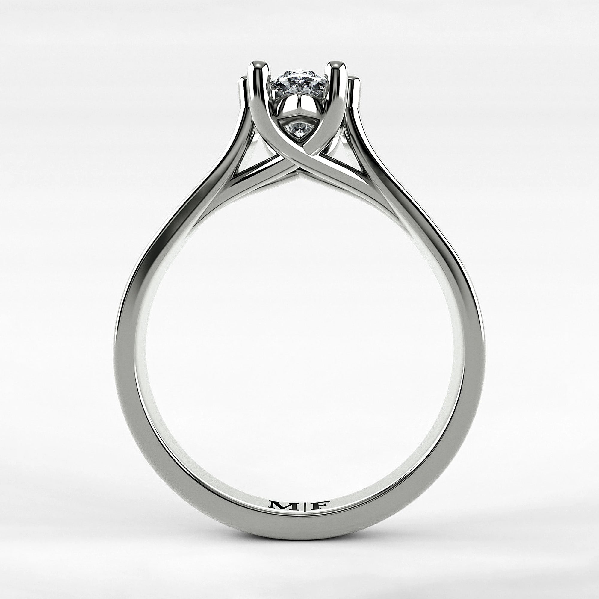Anillo de Compromiso Lucerna - Marquesa en oro blanco - vista 3