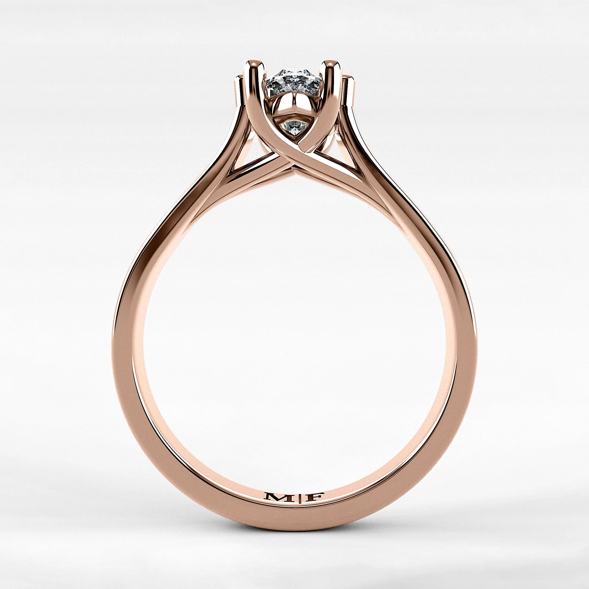 Anillo de Compromiso Lucerna - Marquesa en oro rosa - vista 3