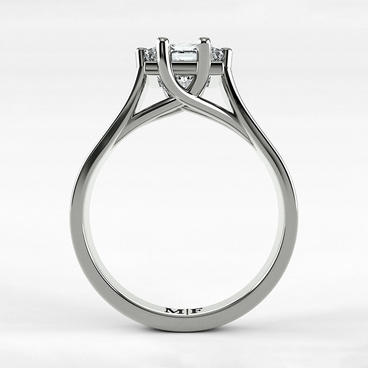 Anillo de Compromiso Lucerna - Princess en oro blanco - vista 3