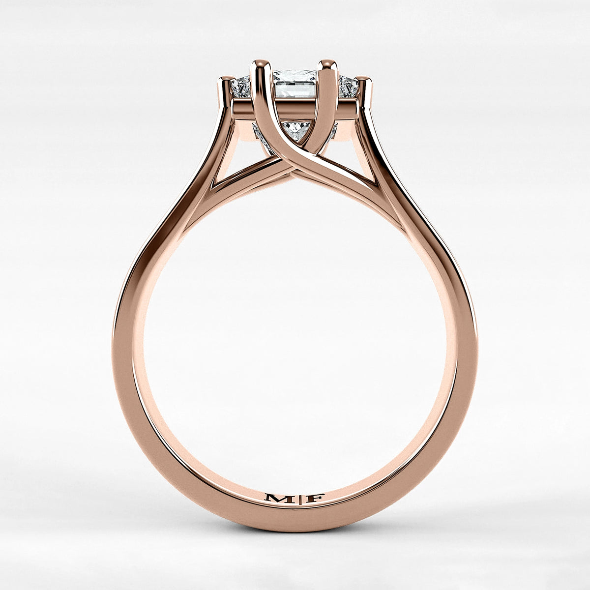 Anillo de Compromiso Lucerna - Princess en oro rosa - vista 3
