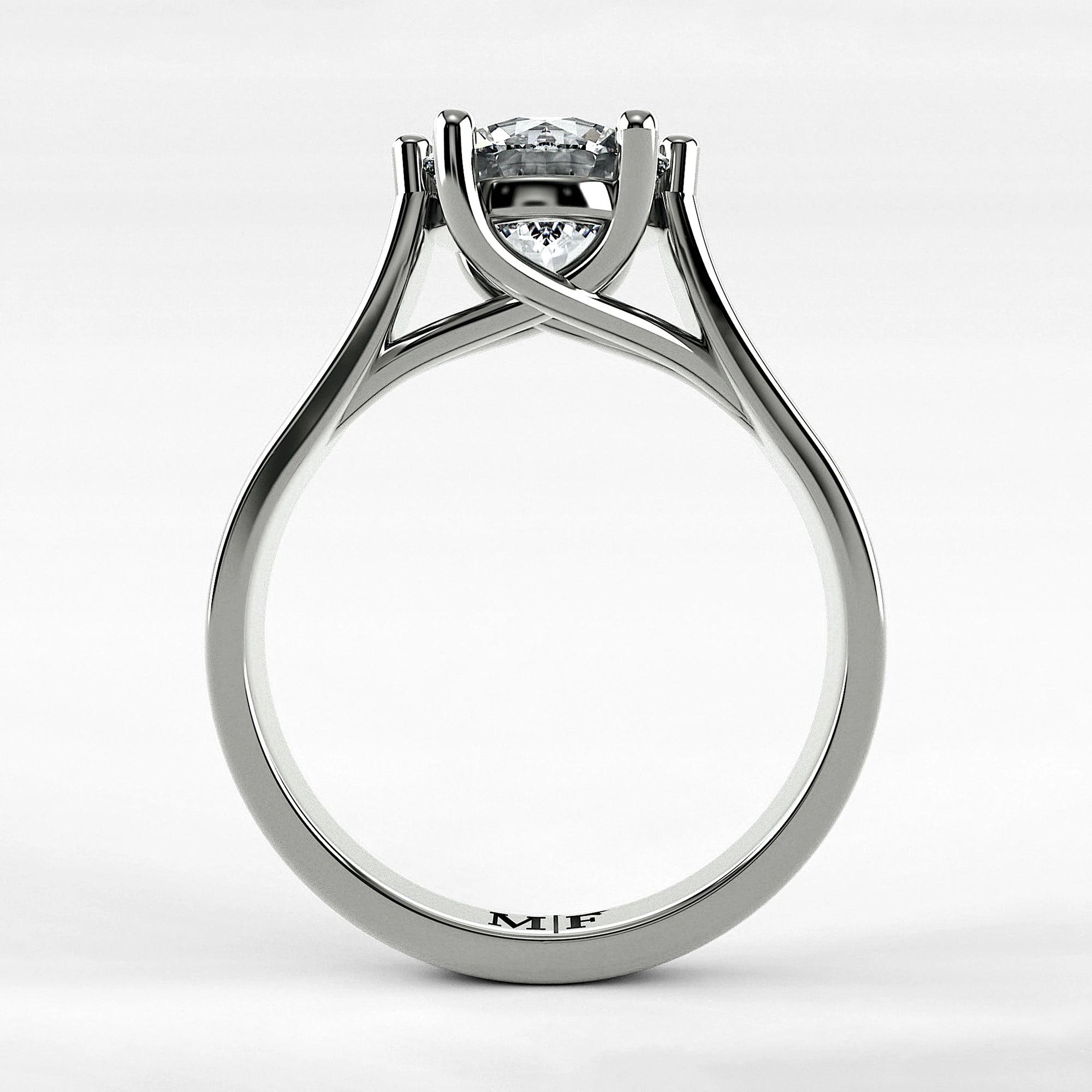 Anillo de Compromiso Lucerna - Redondo en oro blanco - vista 3