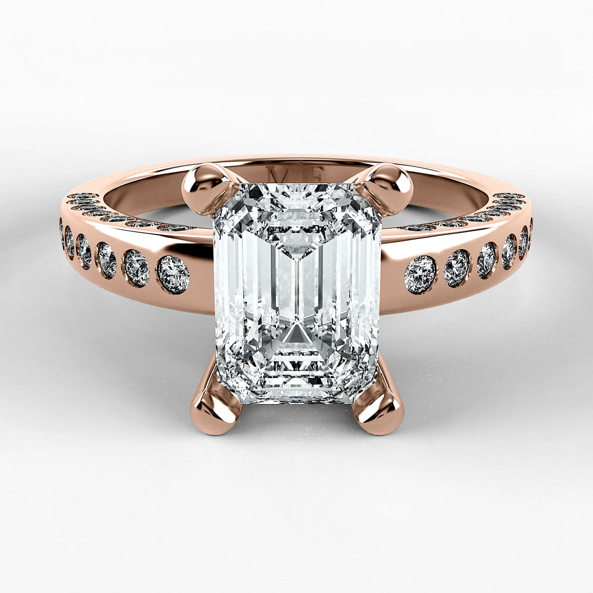 Anillo de Compromiso Clarisse - Esmeralda en oro rosa - vista 1