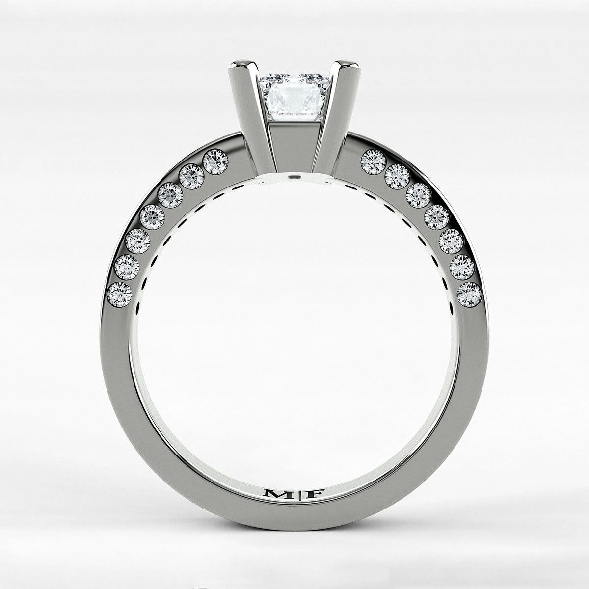 Anillo de Compromiso Clarisse - Esmeralda en oro blanco - vista 3