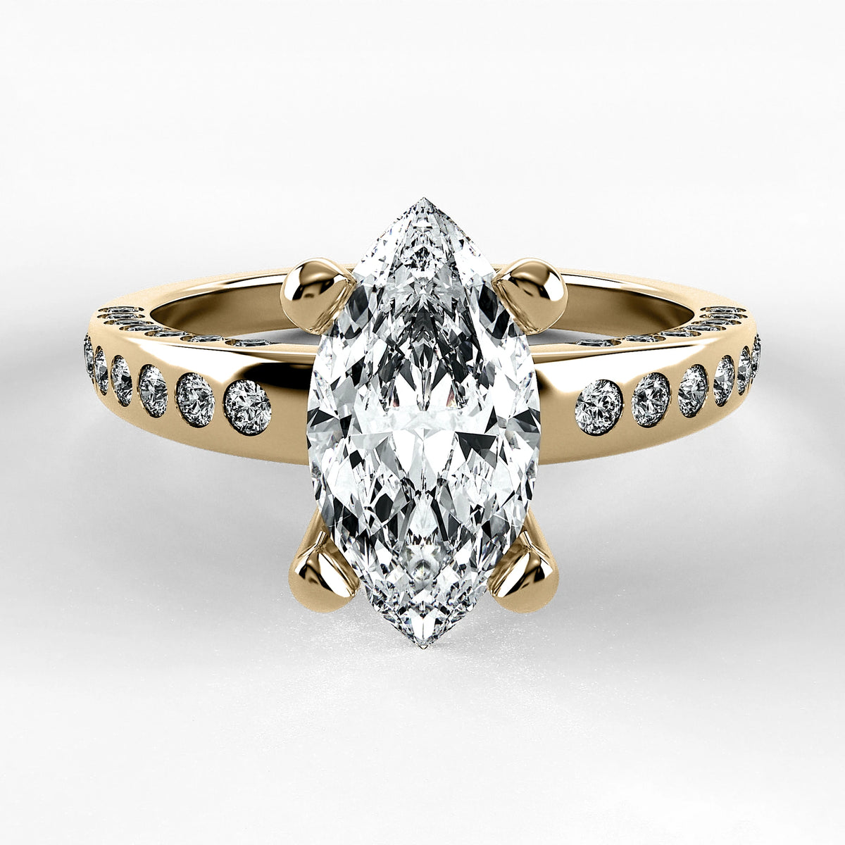 Anillo de Compromiso Clarisse - Marquesa en oro amarillo - vista 1