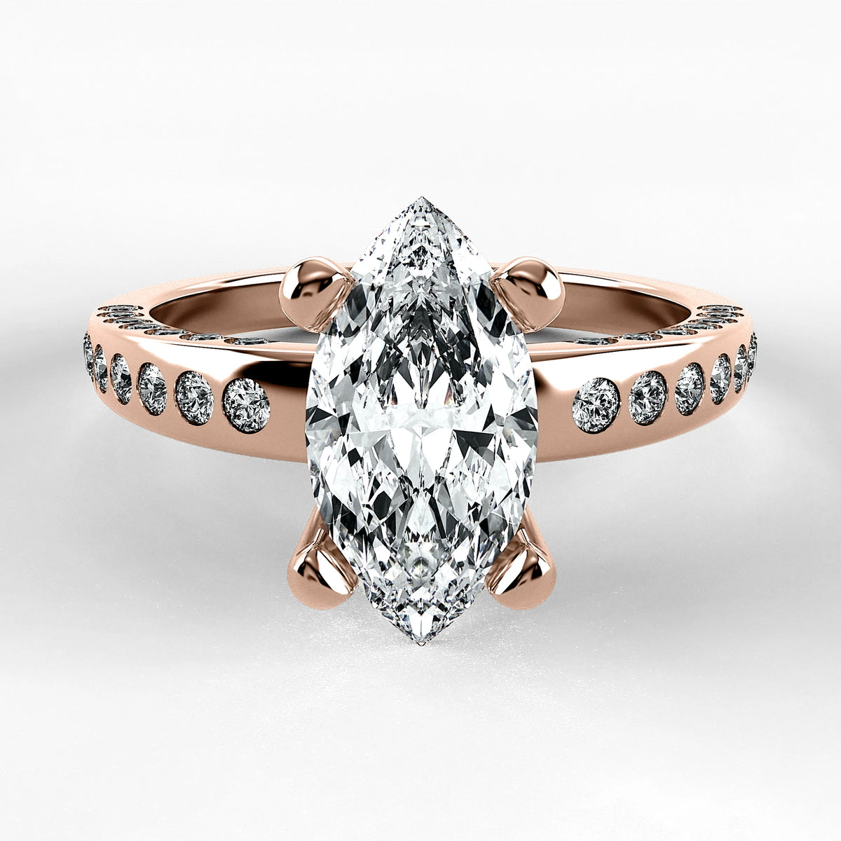 Anillo de Compromiso Clarisse - Marquesa en oro rosa - vista 1