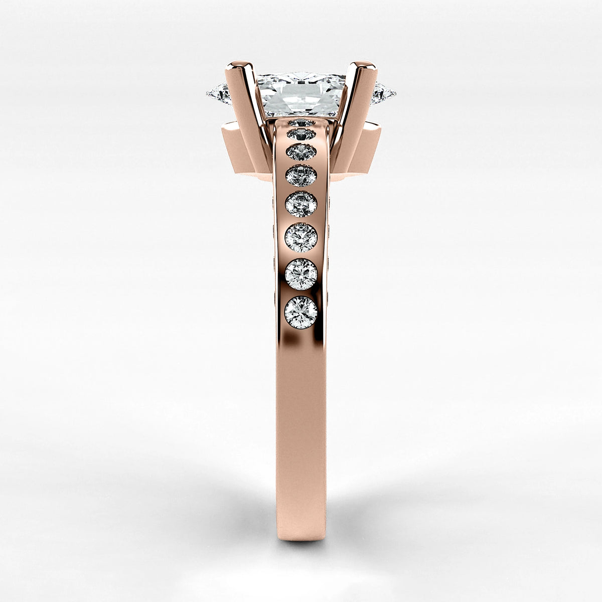 Anillo de Compromiso Clarisse - Marquesa en oro rosa - vista 2