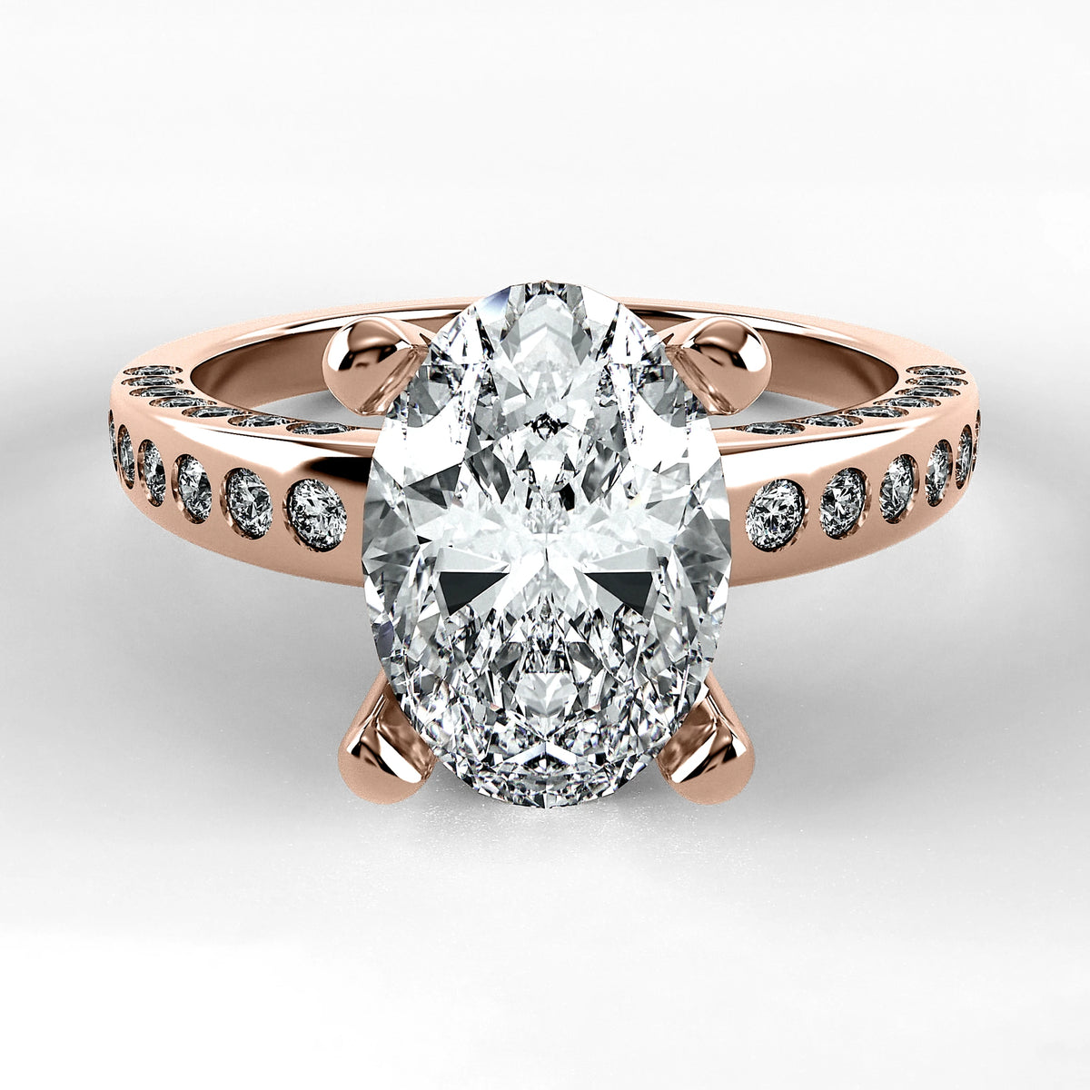 Anillo de Compromiso Clarisse - Oval en oro rosa - vista 1