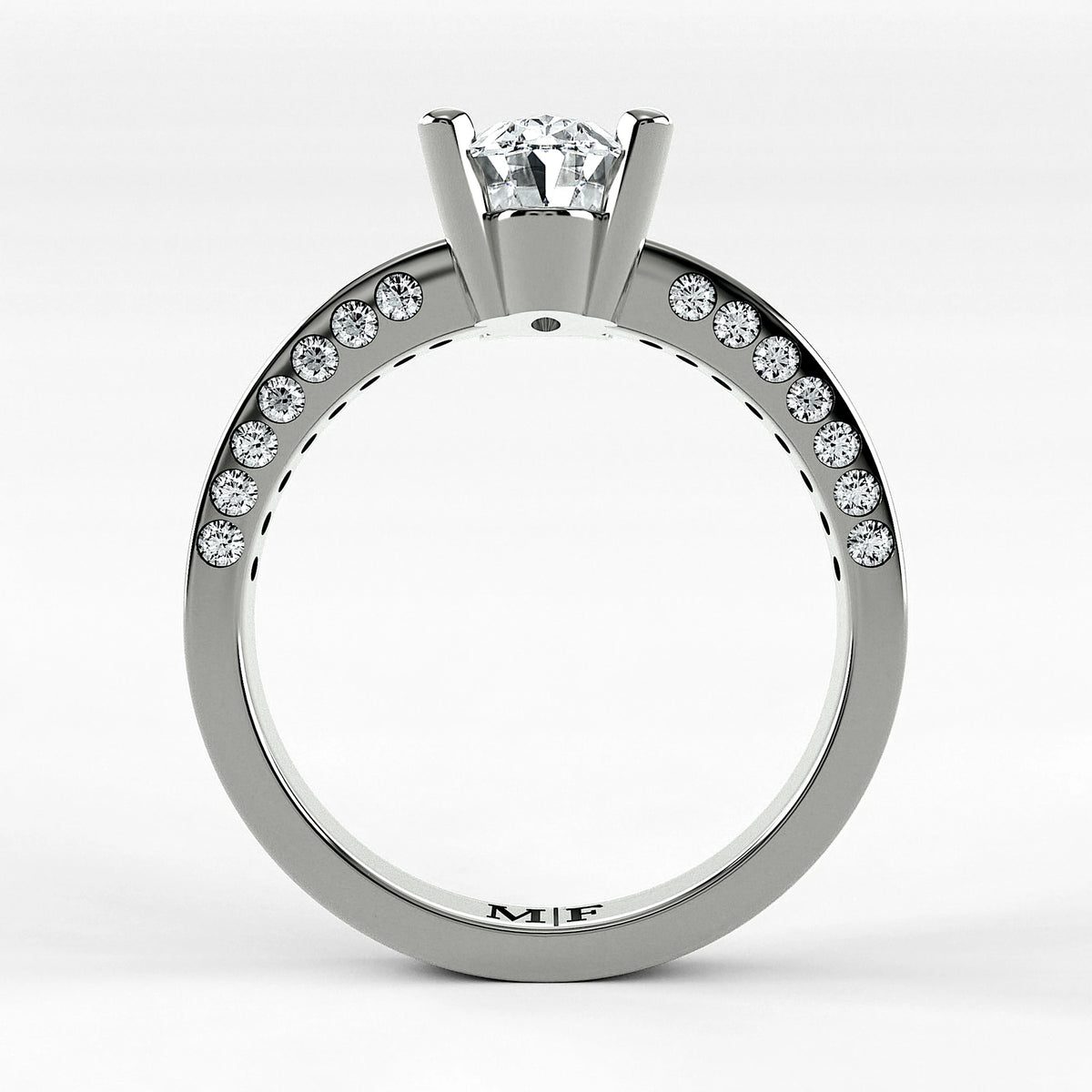 Anillo de Compromiso Clarisse - Oval en oro blanco - vista 3