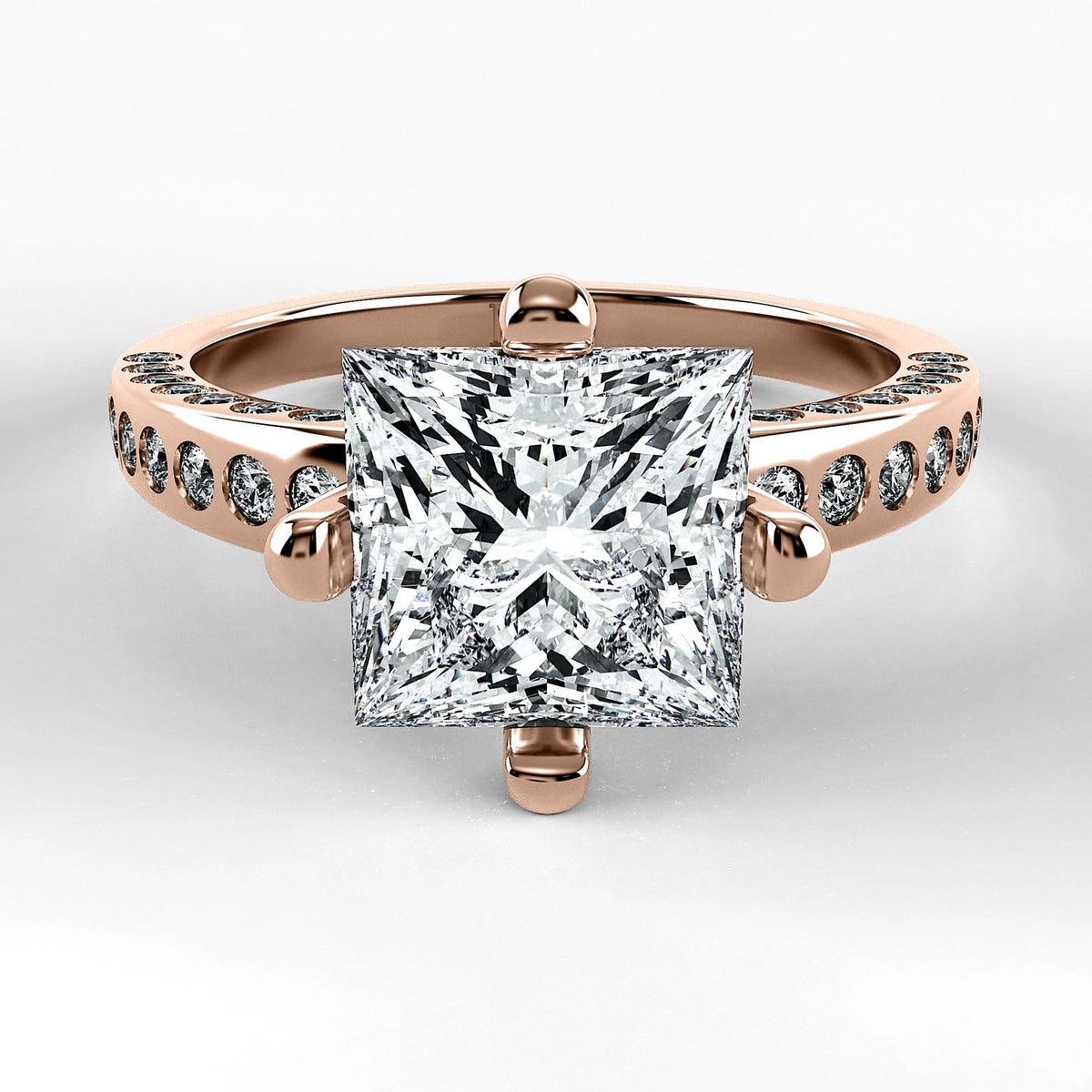Anillo de Compromiso Clarisse - Princess en oro rosa - vista 1
