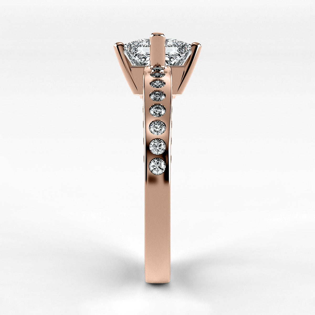 Anillo de Compromiso Clarisse - Princess en oro rosa - vista 2