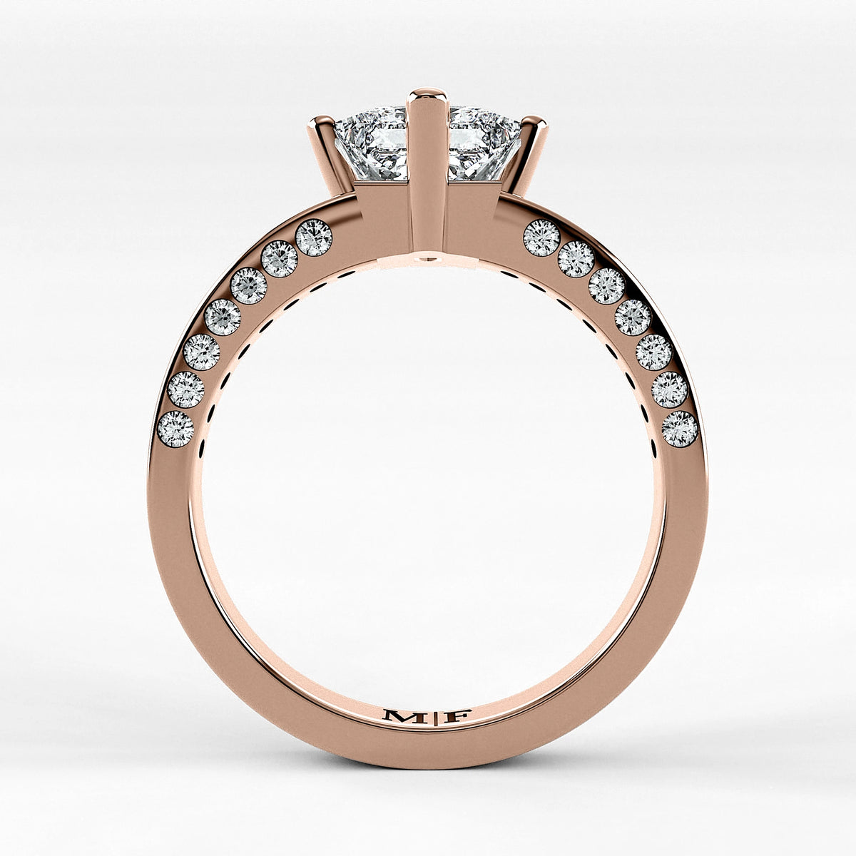 Anillo de Compromiso Clarisse - Princess en oro rosa - vista 3