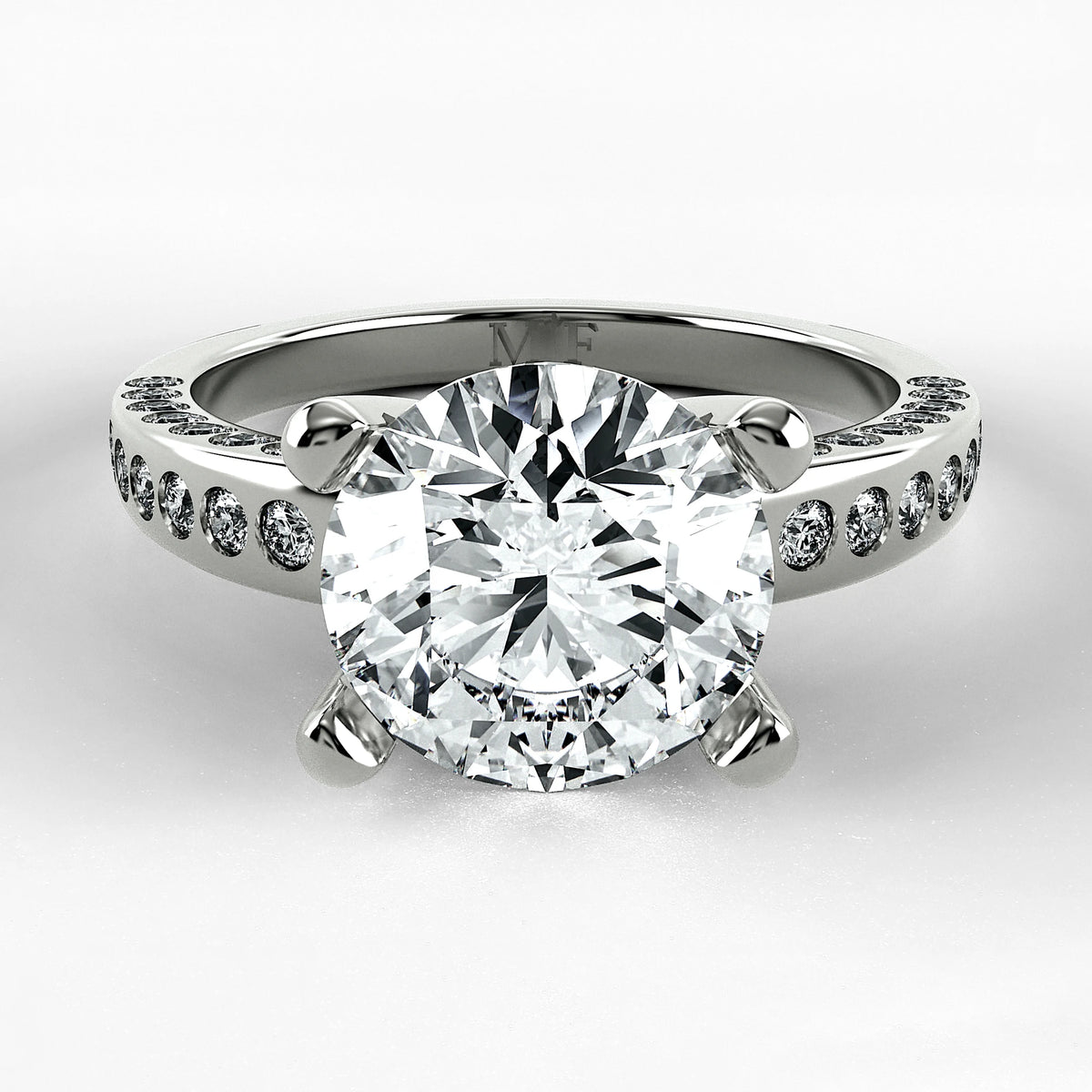 Anillo de Compromiso Clarisse - Redondo en oro blanco - vista 1
