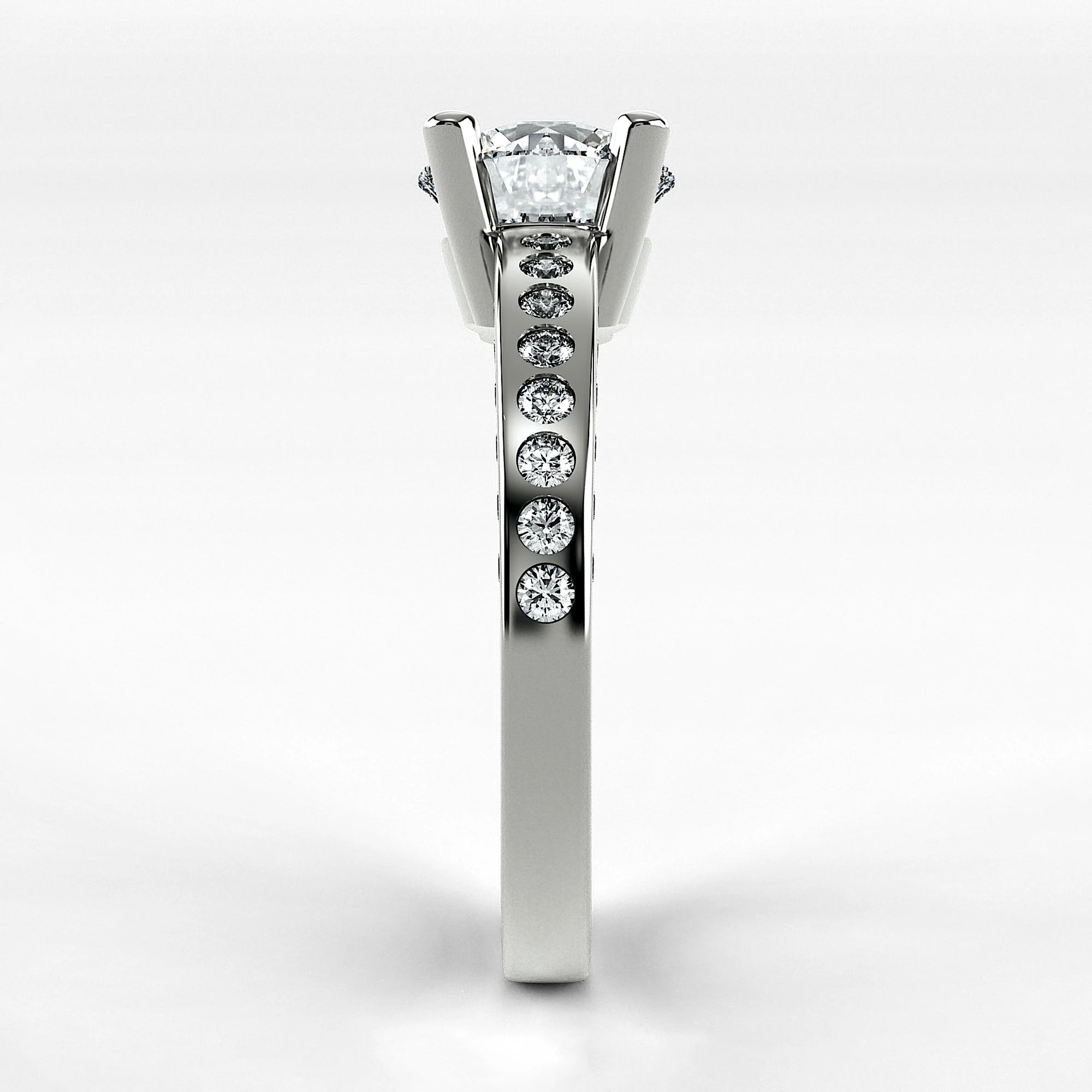 Anillo de Compromiso Clarisse - Redondo en oro blanco - vista 2