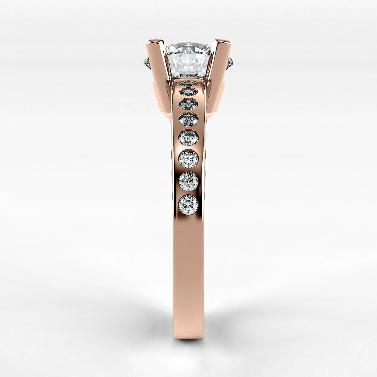 Anillo de Compromiso Clarisse - Redondo en oro rosa - vista 2
