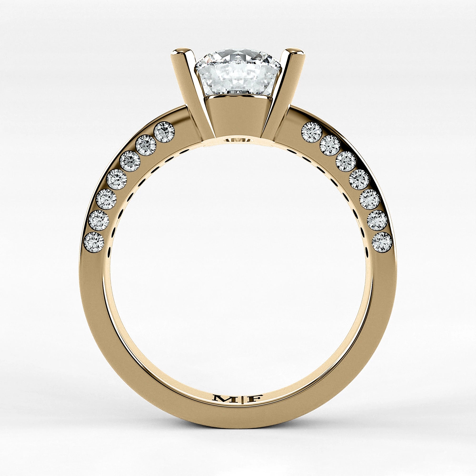 Anillo de Compromiso Clarisse - Redondo en oro amarillo - vista 3