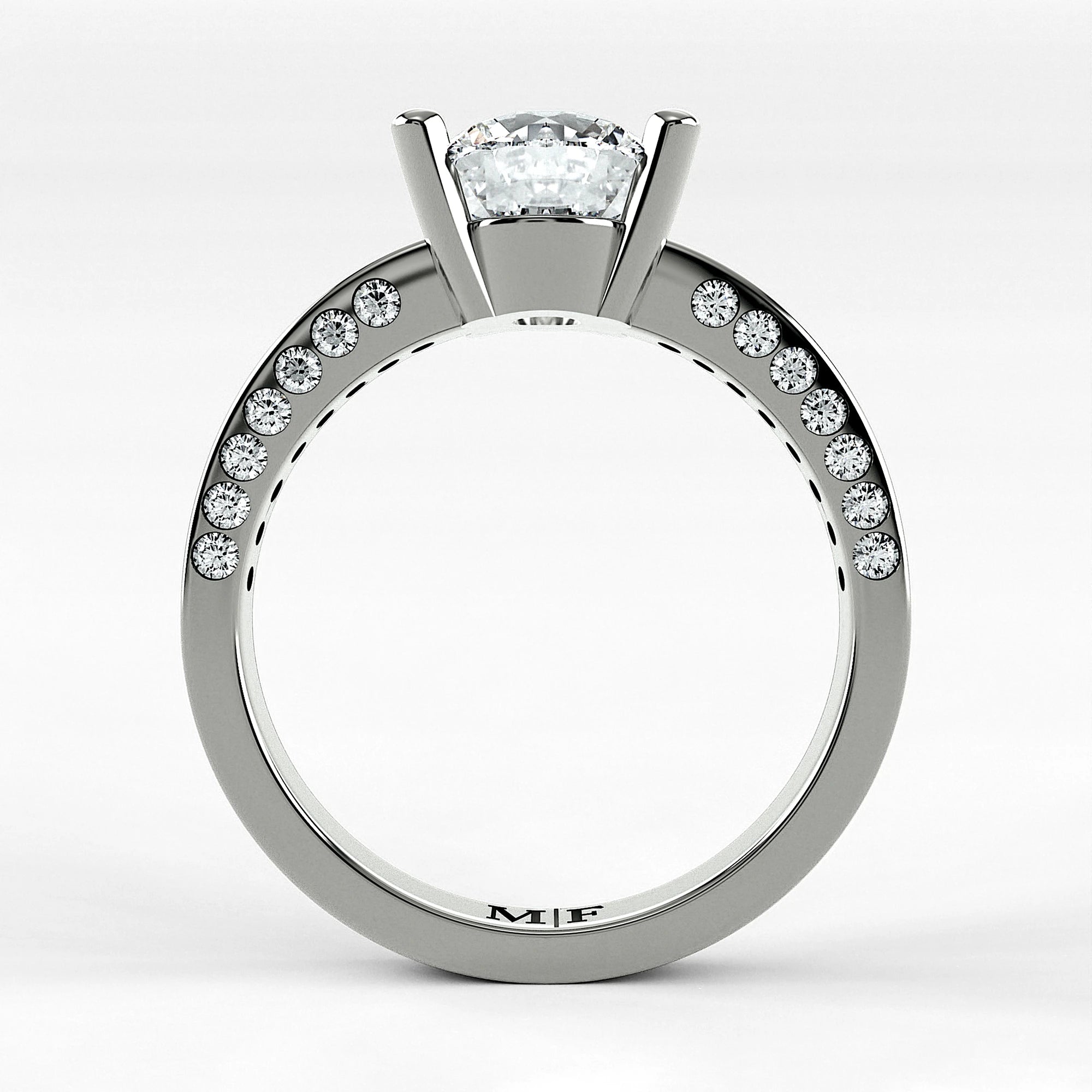Anillo de Compromiso Clarisse - Redondo en oro blanco - vista 3