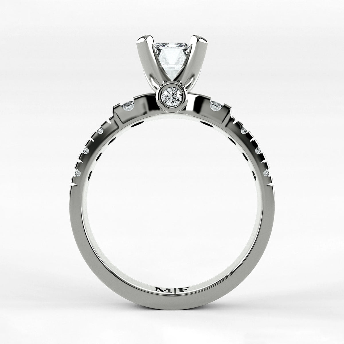 Anillo de Compromiso Aria - Esmeralda en oro blanco - vista 3