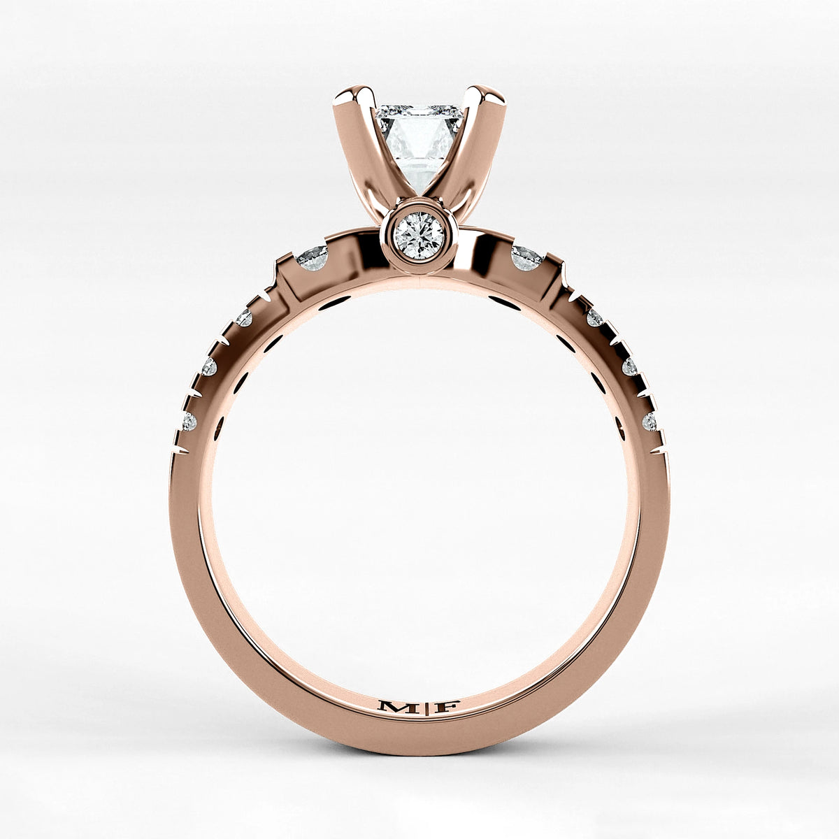 Anillo de Compromiso Aria - Esmeralda en oro rosa - vista 3