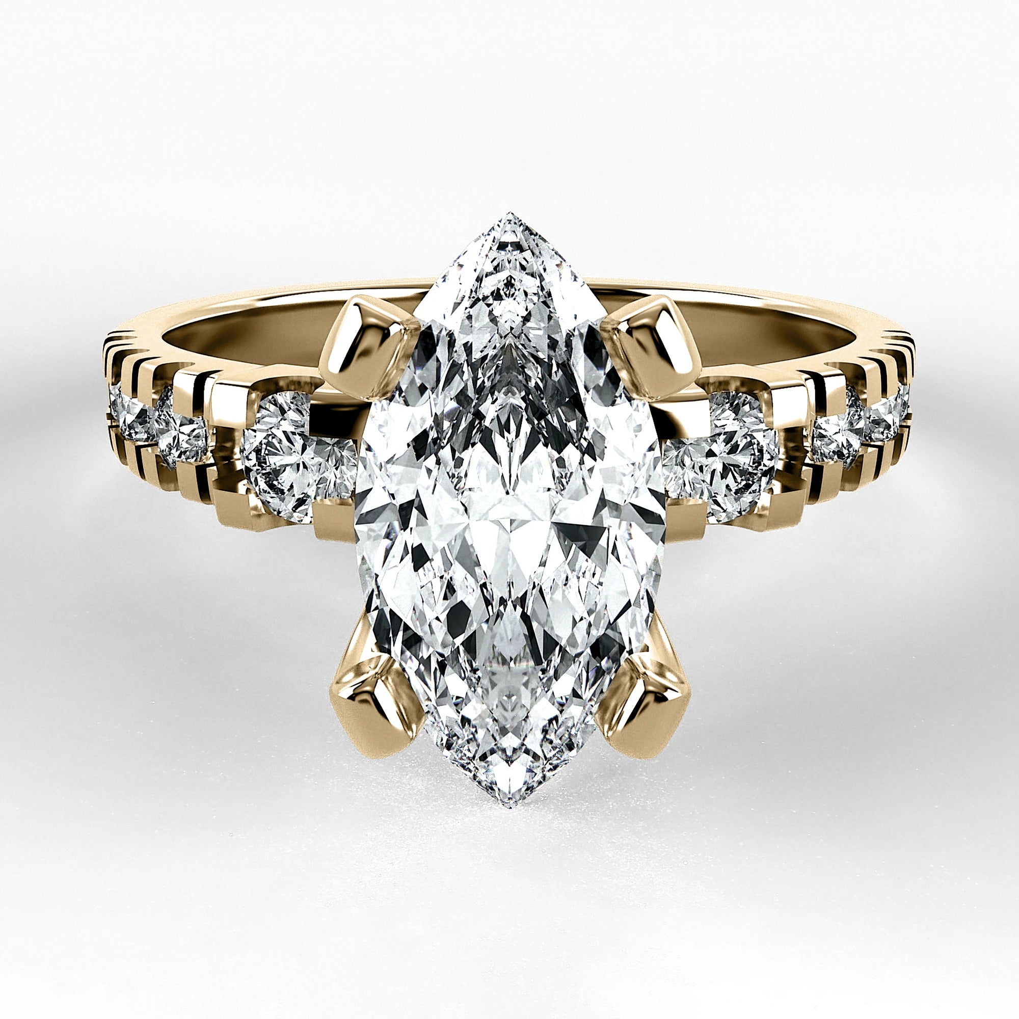 Anillo de Compromiso Aria - Marquesa en oro amarillo - vista 1