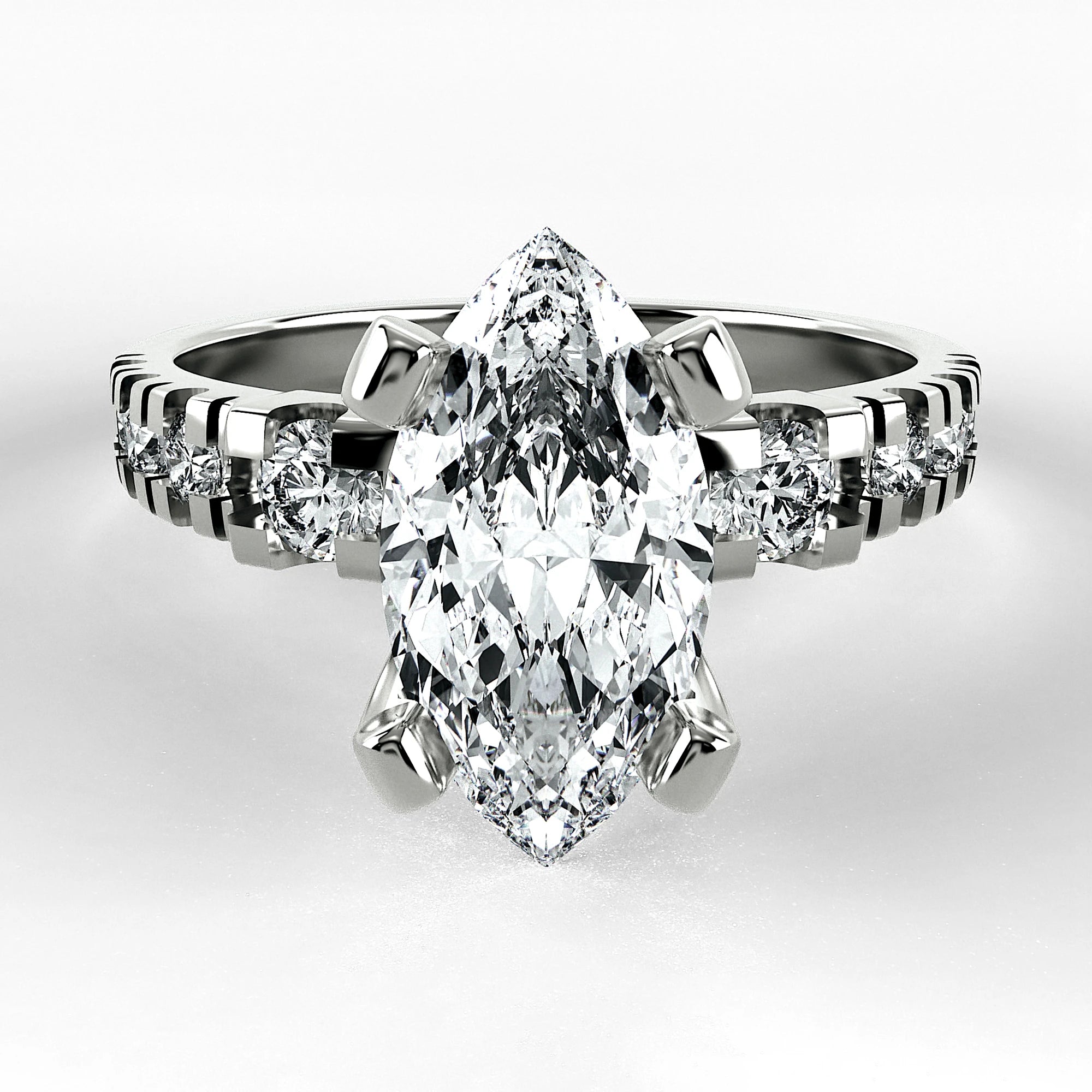 Anillo de Compromiso Aria - Marquesa en oro blanco - vista 1