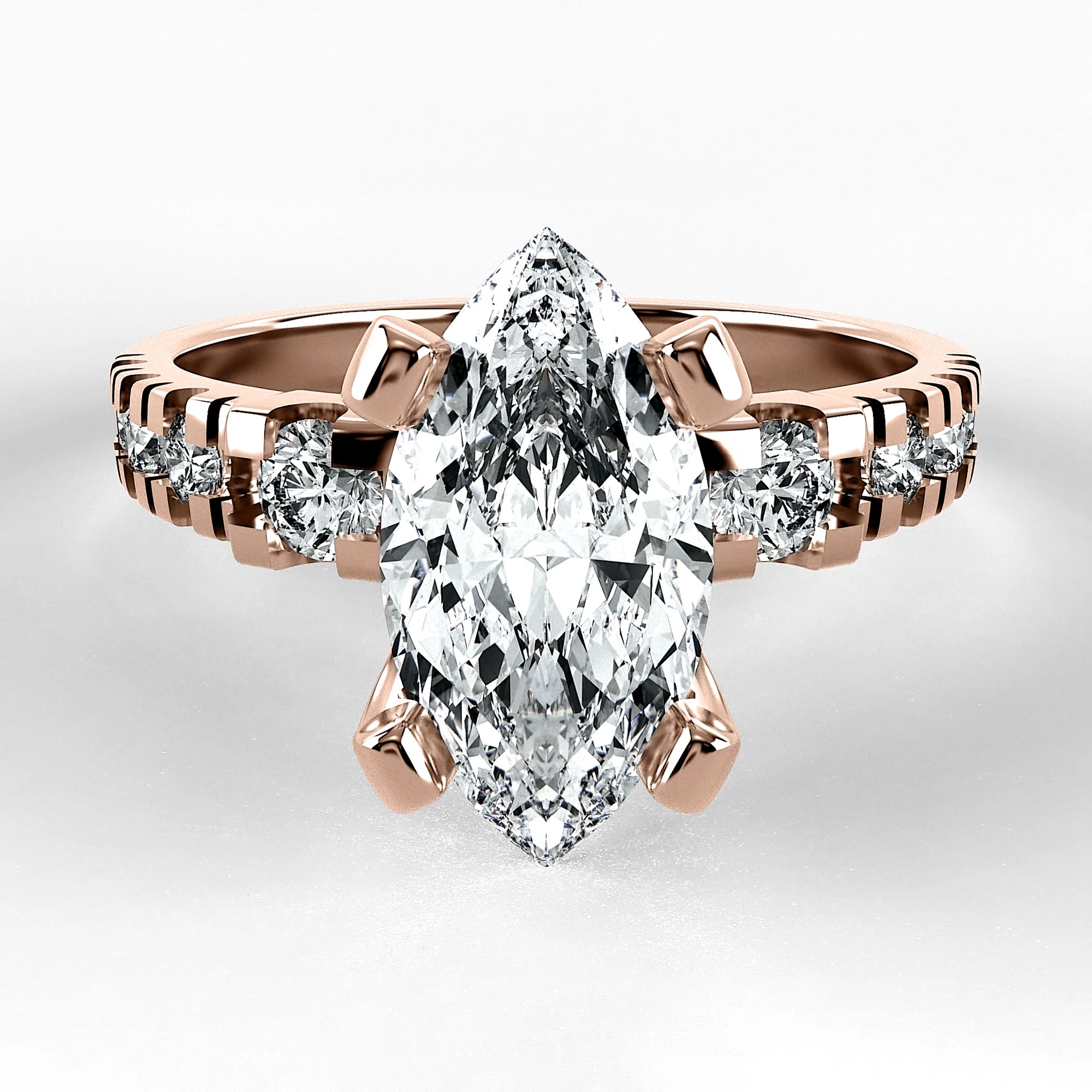 Anillo de Compromiso Aria - Marquesa en oro rosa - vista 1