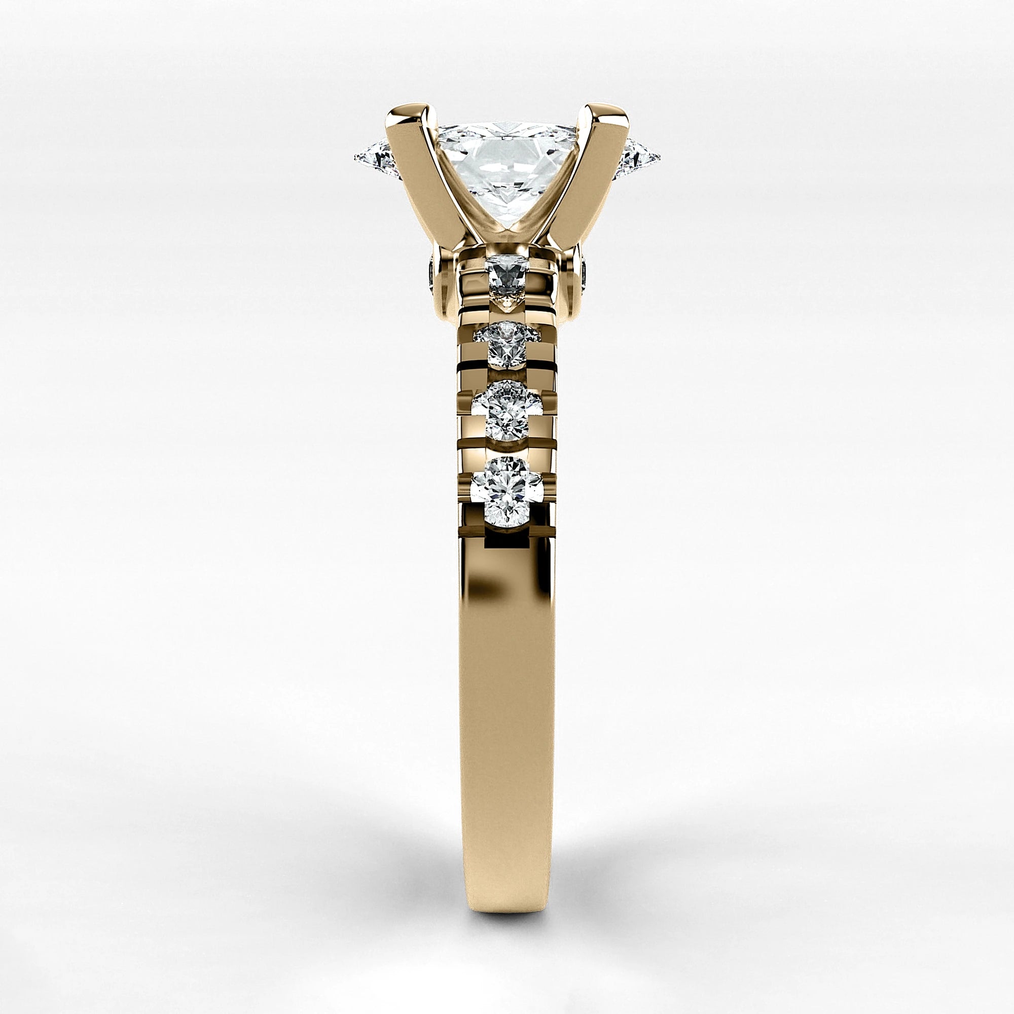 Anillo de Compromiso Aria - Marquesa en oro amarillo - vista 2