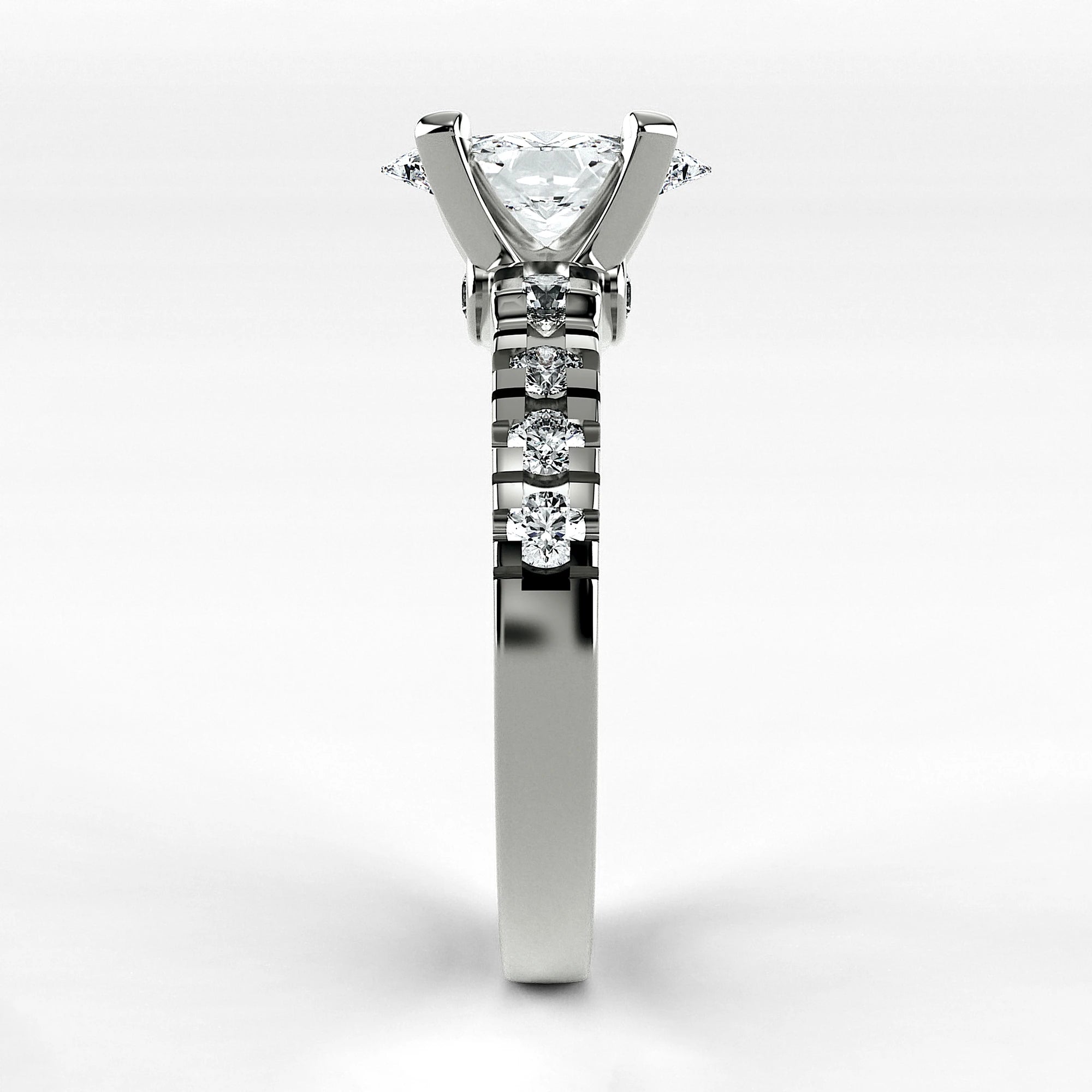Anillo de Compromiso Aria - Marquesa en oro blanco - vista 2