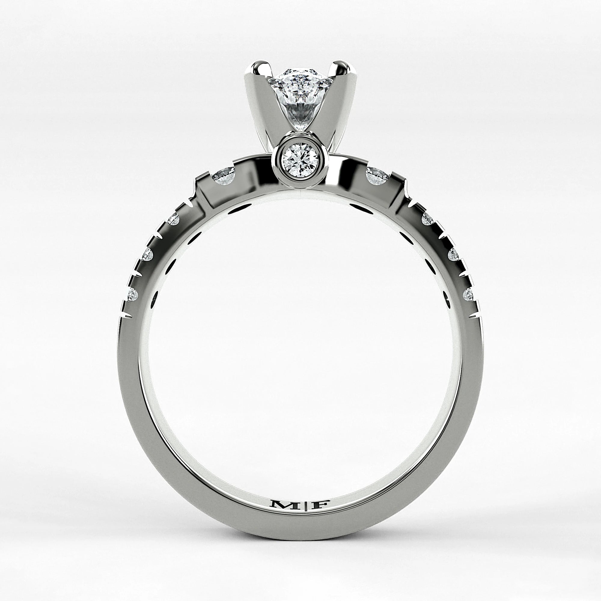 Anillo de Compromiso Aria - Marquesa en oro blanco - vista 3