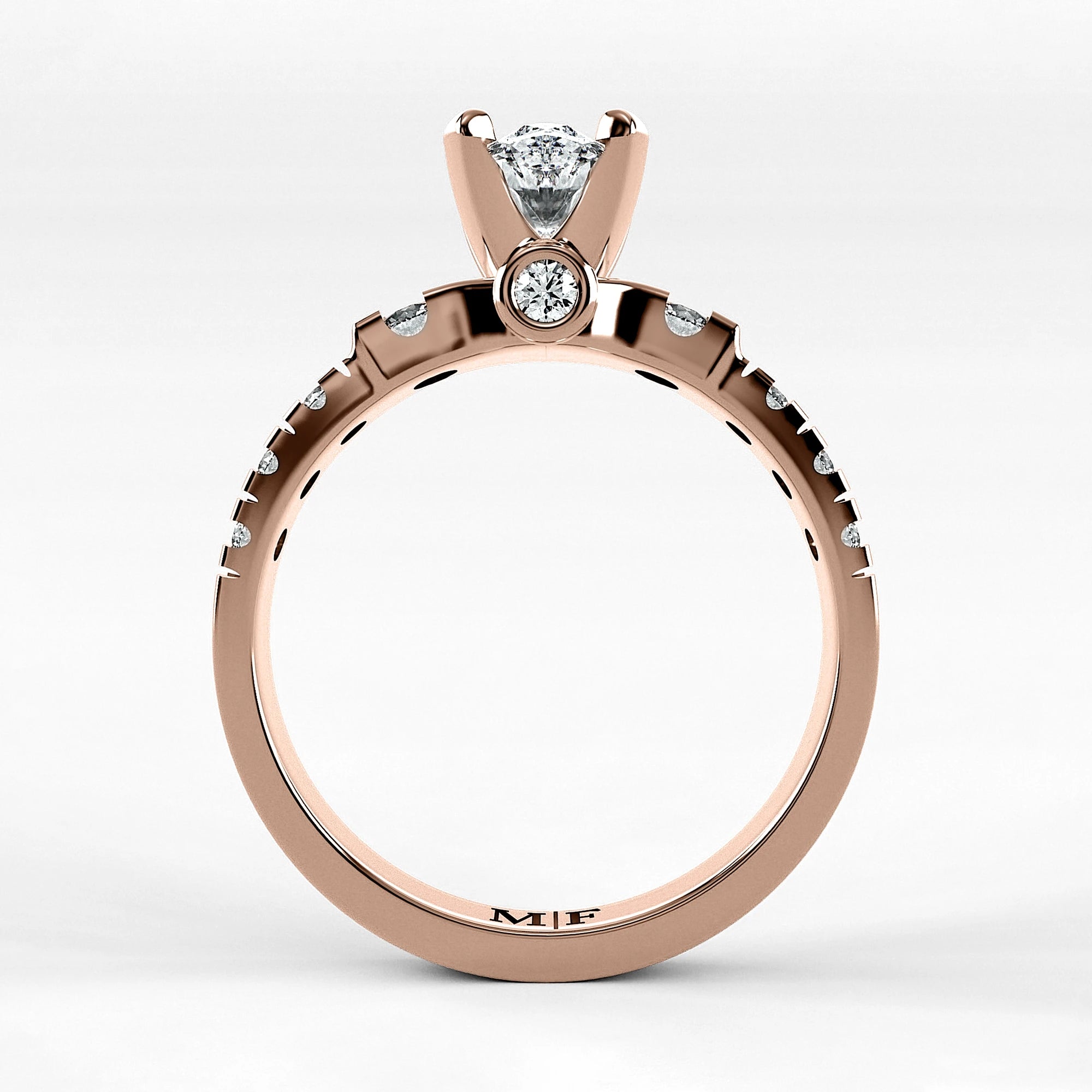 Anillo de Compromiso Aria - Marquesa en oro rosa - vista 3