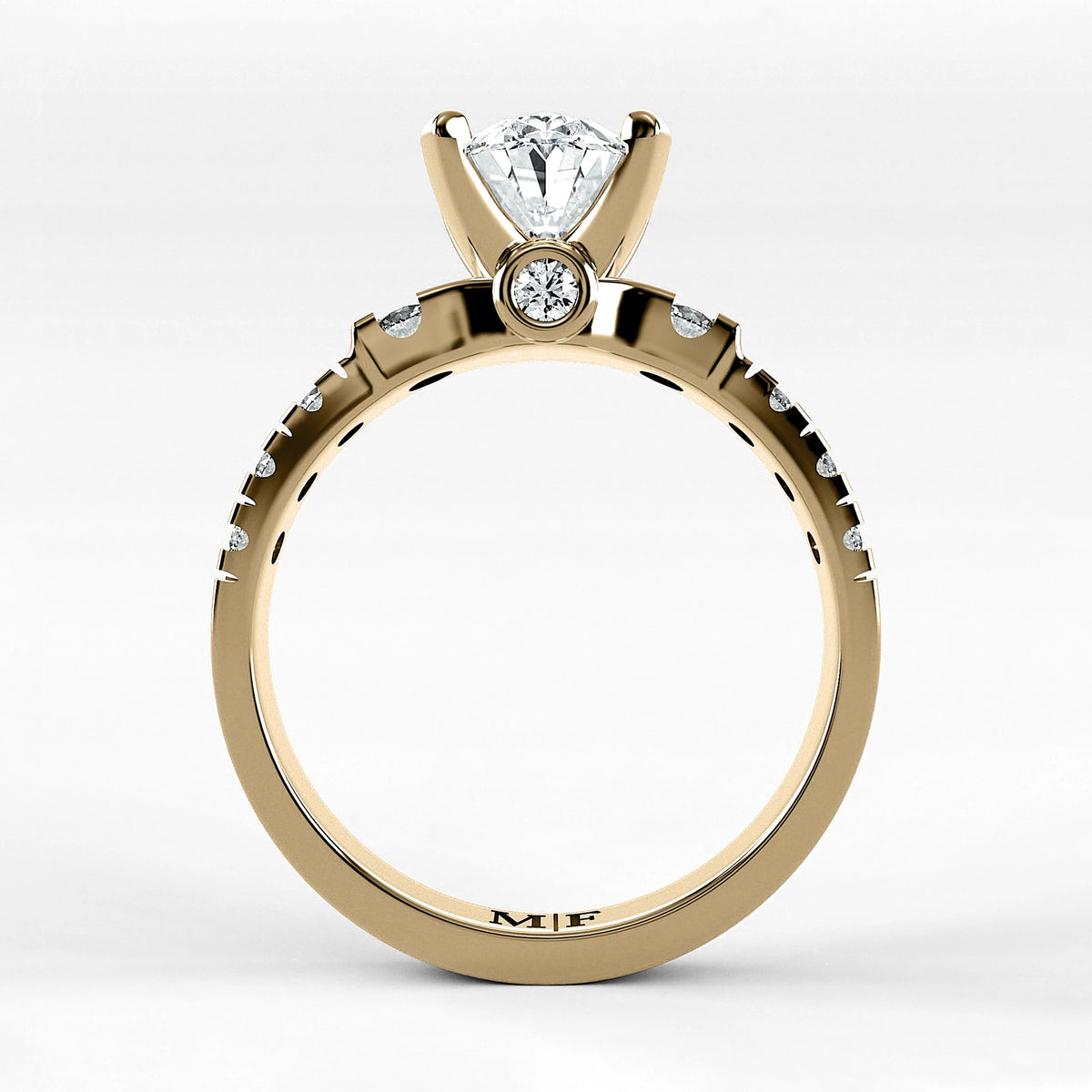 Anillo de Compromiso Aria - Oval en oro amarillo - vista 3