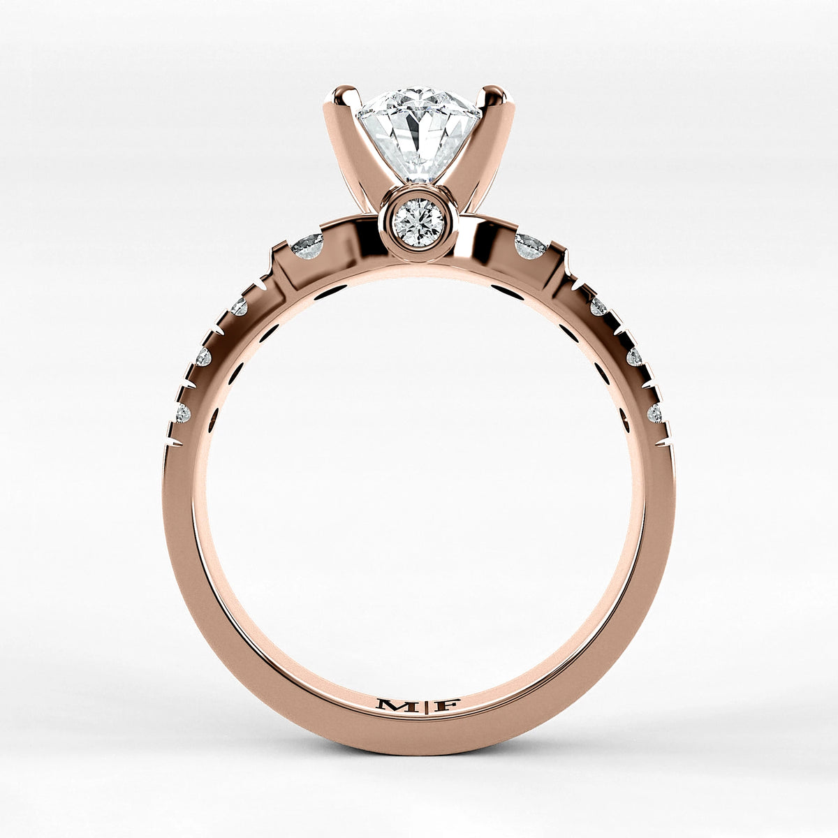 Anillo de Compromiso Aria - Oval en oro rosa - vista 3