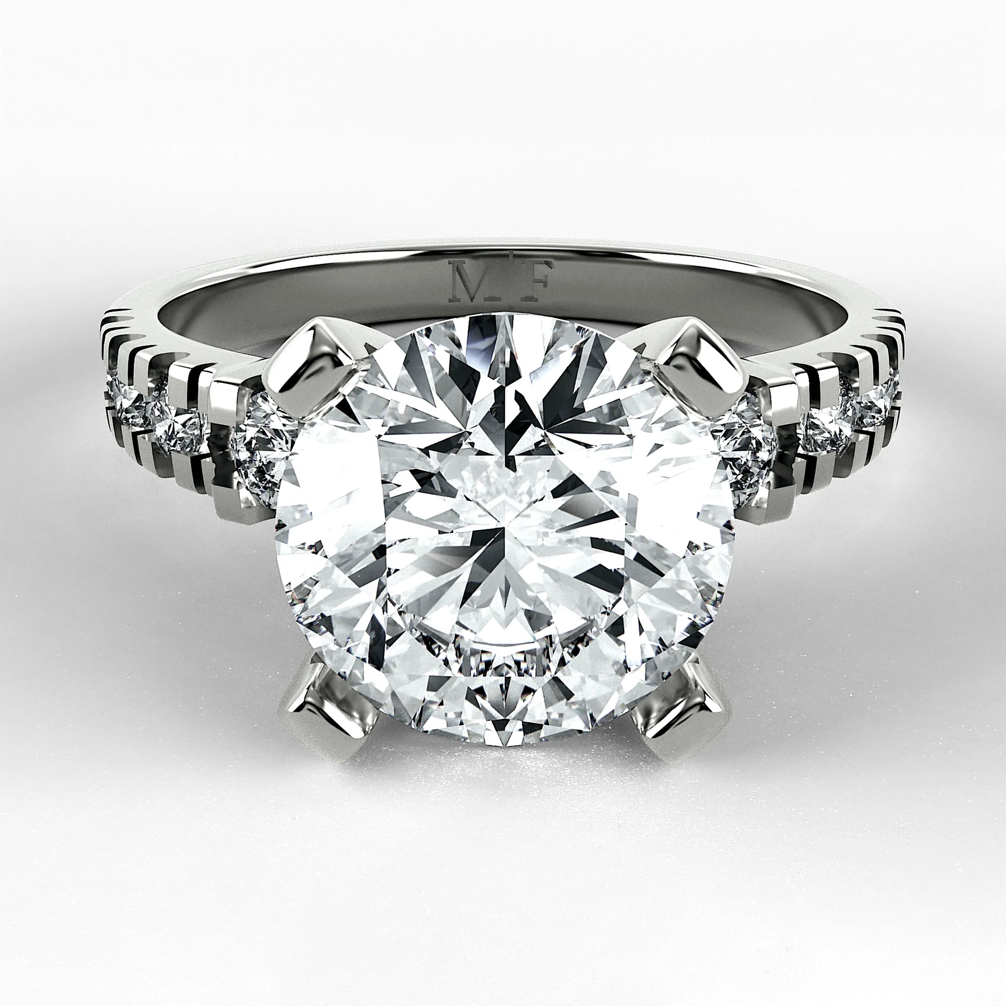 Anillo de Compromiso Aria - Redondo en oro blanco - vista 1