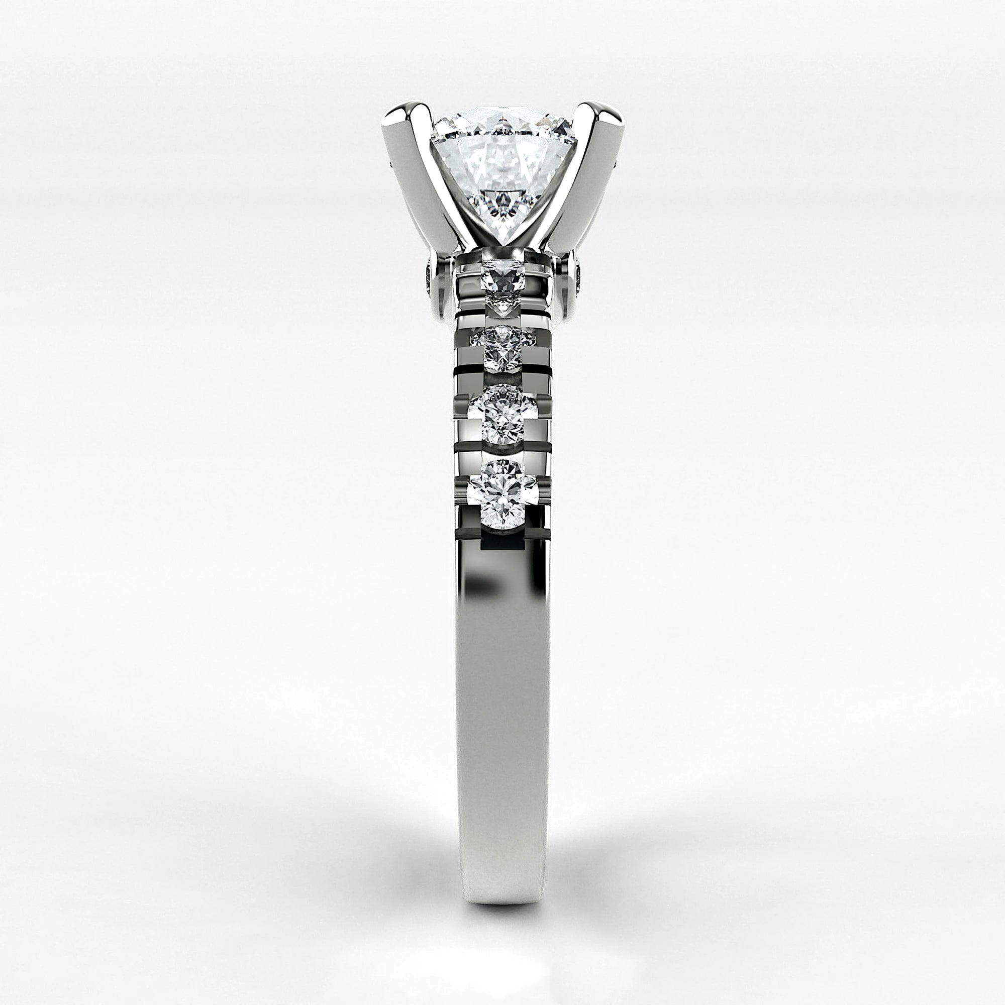 Anillo de Compromiso Aria - Redondo en oro blanco - vista 2